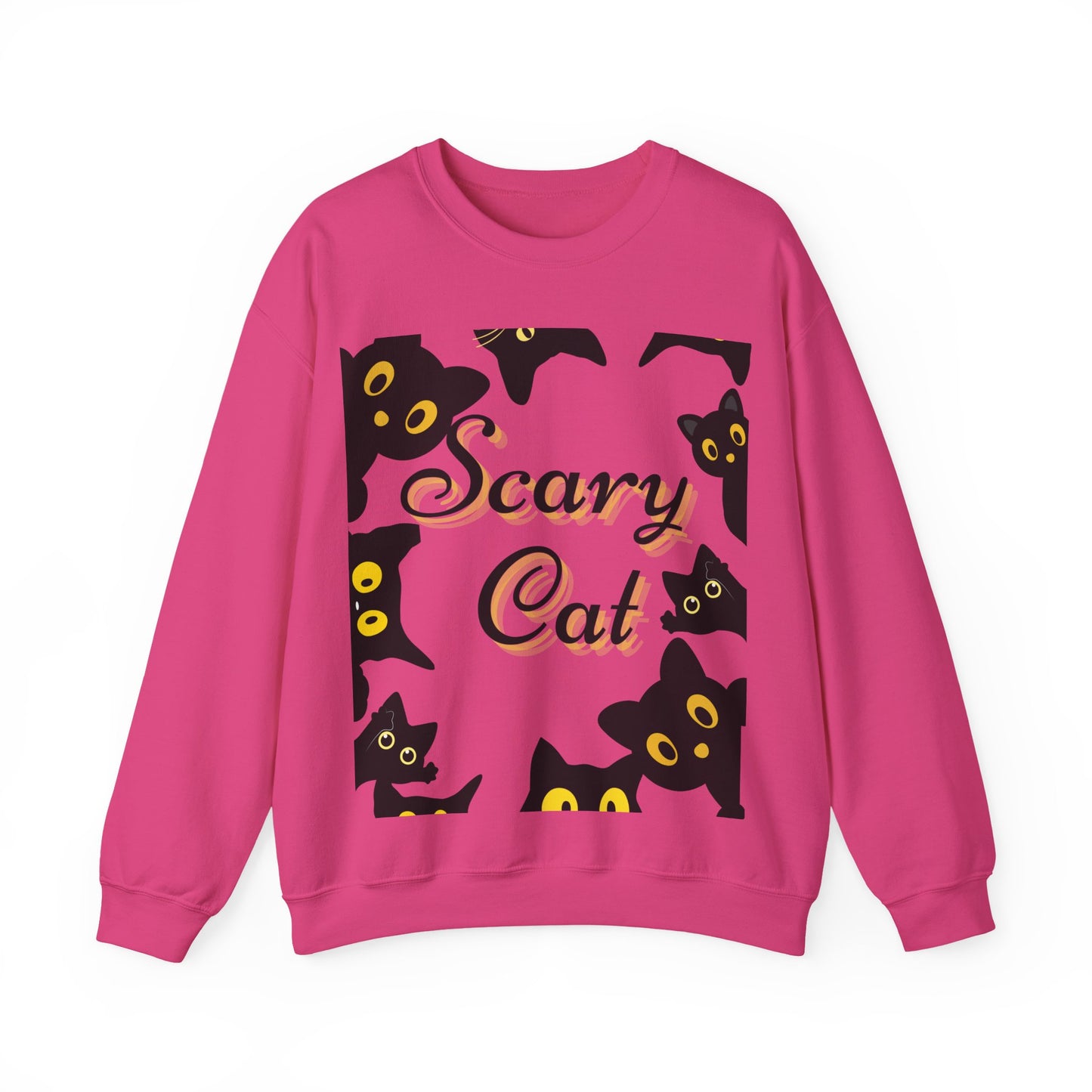 Scary Cat Sweatshirt | Cute Halloween Apparel, Unisex Crewneck, Cozy Fall Fashion, Gifts for Cat Lovers, Spooky Season Clothing