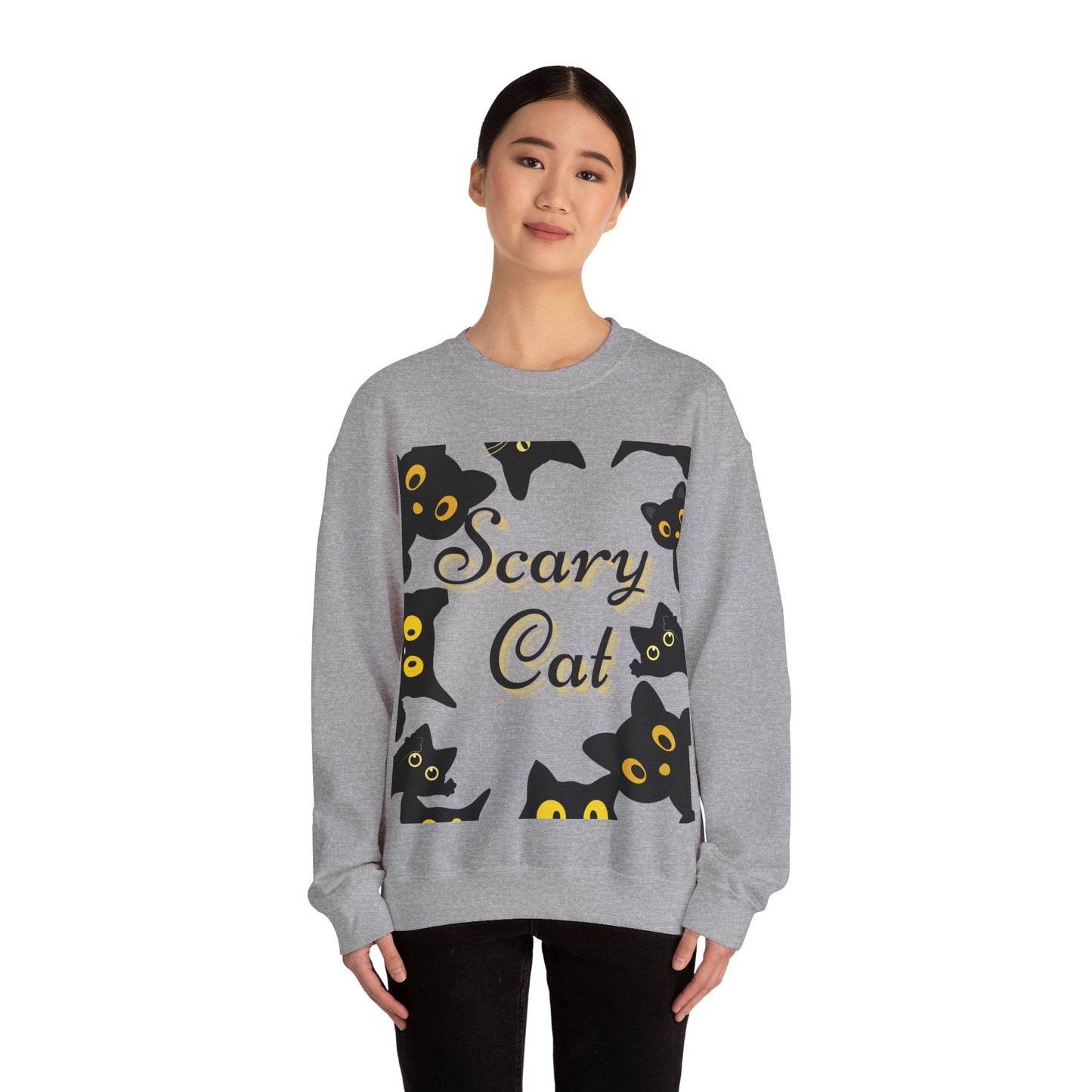 Scary Cat Sweatshirt | Cute Halloween Apparel, Unisex Crewneck, Cozy Fall Fashion, Gifts for Cat Lovers, Spooky Season Clothing