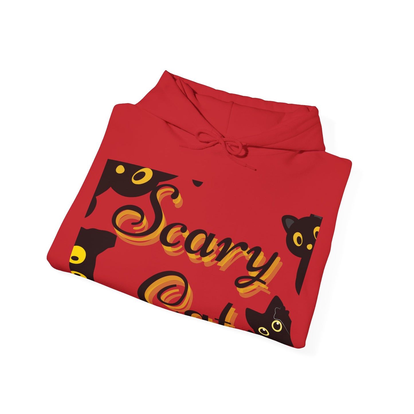 Scary Cat Hooded Sweatshirt | Cozy Halloween Unisex Sweatshirt, Cat Lover Gift, Spooky Season Apparel, Funny Cat Hoodie