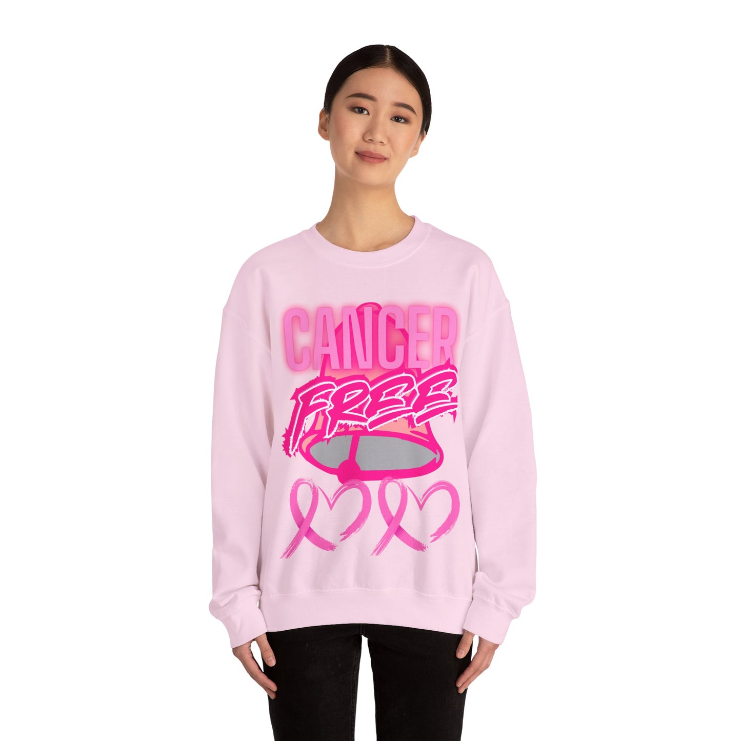 Cancer Free Sweatshirt | Unisex Heavy Blend Crewneck | Pink Ribbon Awareness, Gift for Survivors, Everyday Comfort, Inspirational Apparel