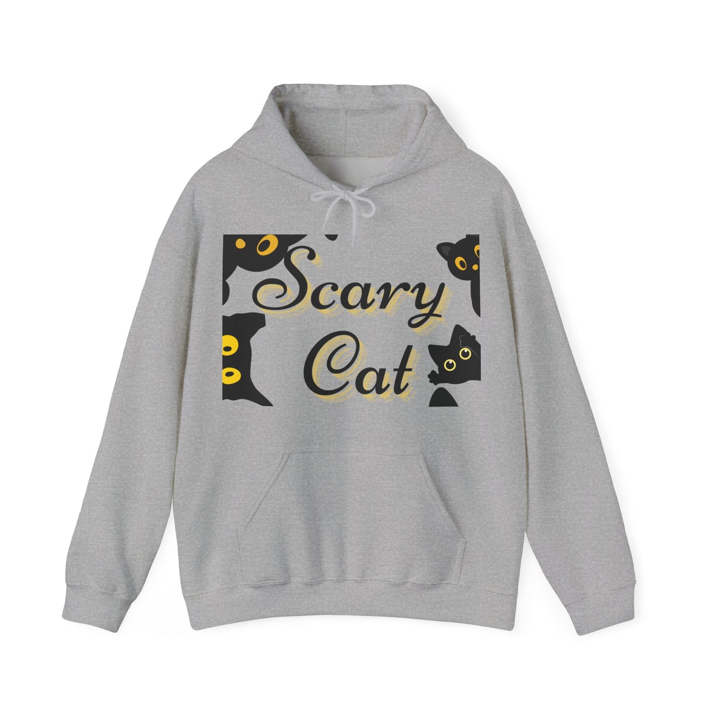 Scary Cat Hooded Sweatshirt | Cozy Halloween Unisex Sweatshirt, Cat Lover Gift, Spooky Season Apparel, Funny Cat Hoodie