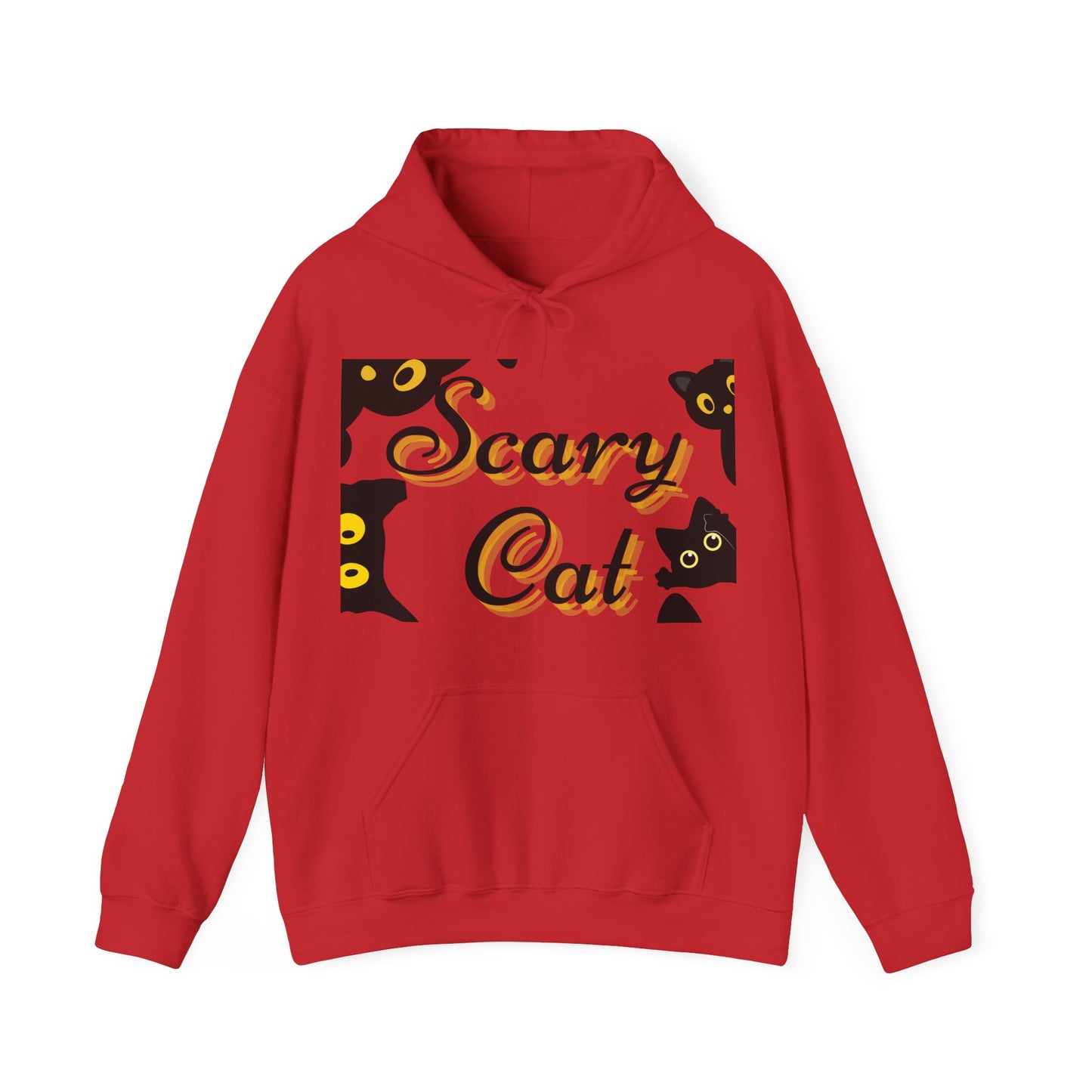 Scary Cat Hooded Sweatshirt | Cozy Halloween Unisex Sweatshirt, Cat Lover Gift, Spooky Season Apparel, Funny Cat Hoodie