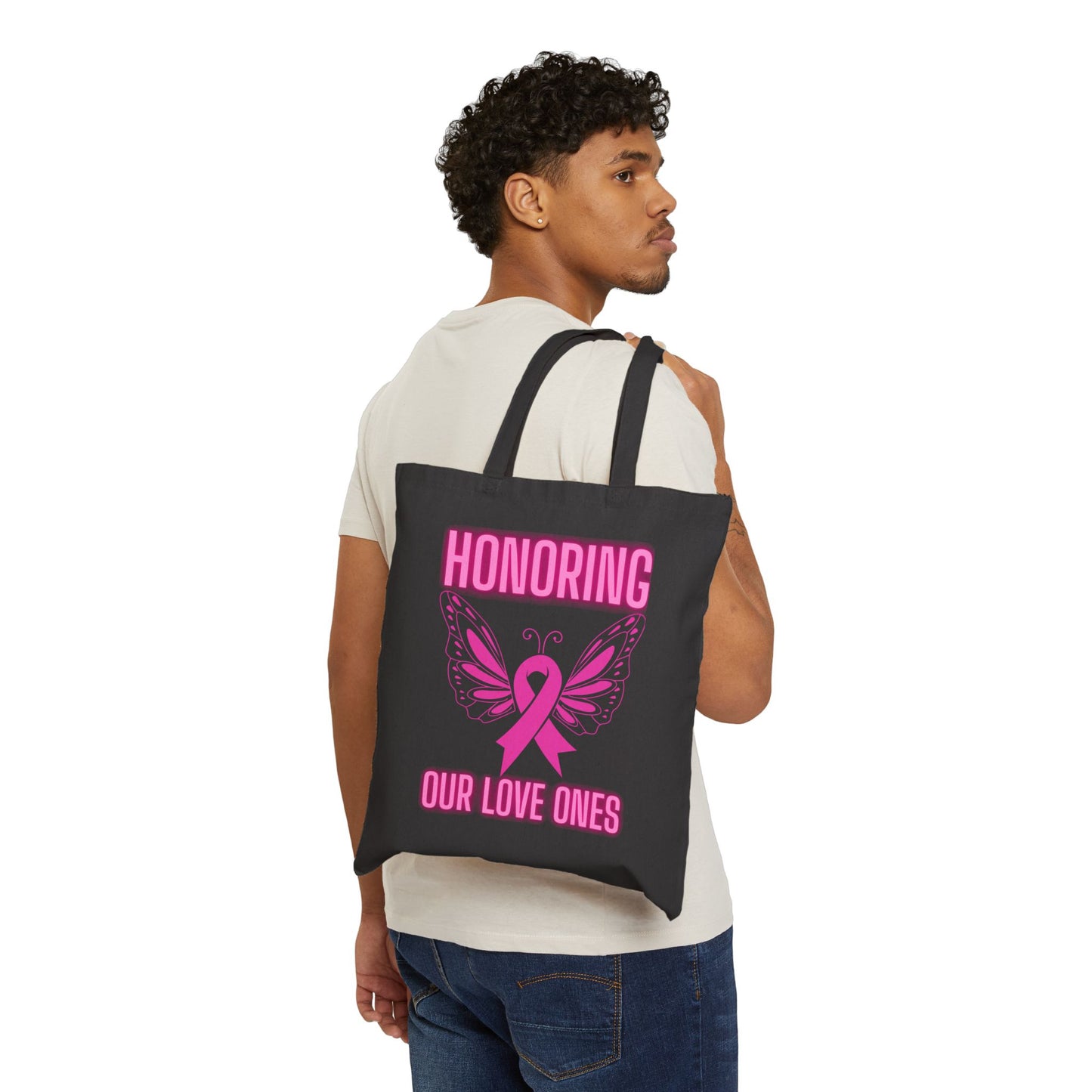 Breast Cancer Awareness Tote Bag | Honoring Our Love Ones | Eco-Friendly Cotton Bag, Gift for Supporters, Awareness Events, Pink Ribbon Tote