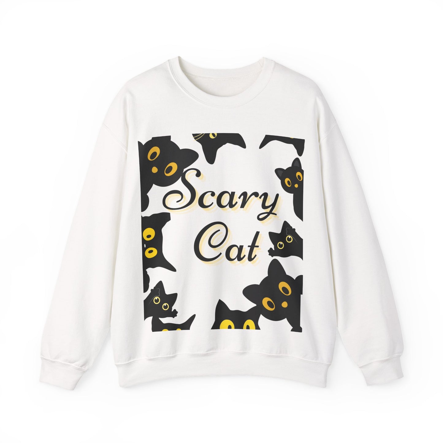 Scary Cat Sweatshirt | Cute Halloween Apparel, Unisex Crewneck, Cozy Fall Fashion, Gifts for Cat Lovers, Spooky Season Clothing