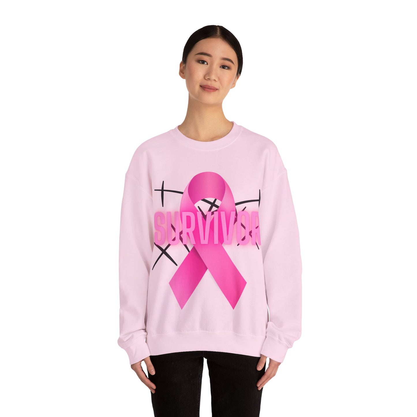 Pink Ribbon Survivor Sweatshirt, Unisex Crewneck, Awareness Apparel, Cancer Support Gift, Breast Cancer Awareness Sweatshirt