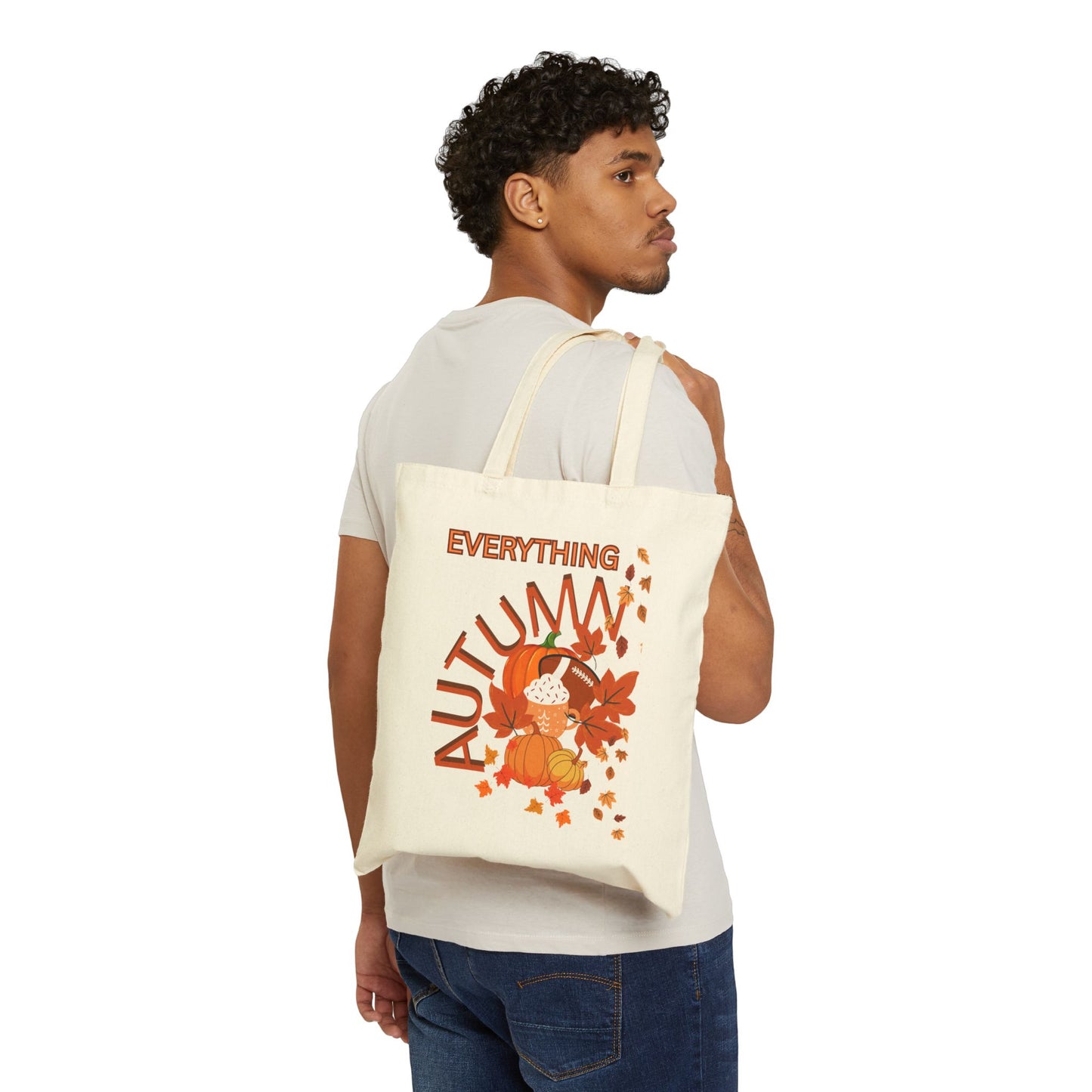Autumn Vibes Cotton Canvas Tote Bag - Perfect for Fall, Shopping, Farmers Market, Eco-Friendly Gift, Reusable Bag