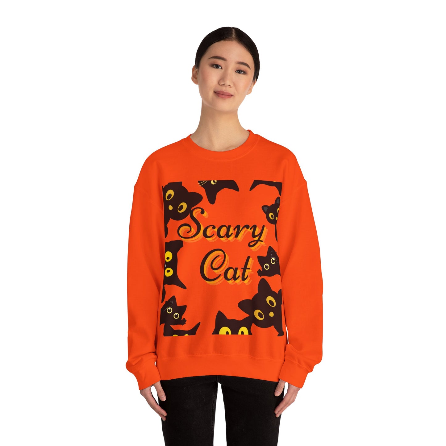 Scary Cat Sweatshirt | Cute Halloween Apparel, Unisex Crewneck, Cozy Fall Fashion, Gifts for Cat Lovers, Spooky Season Clothing