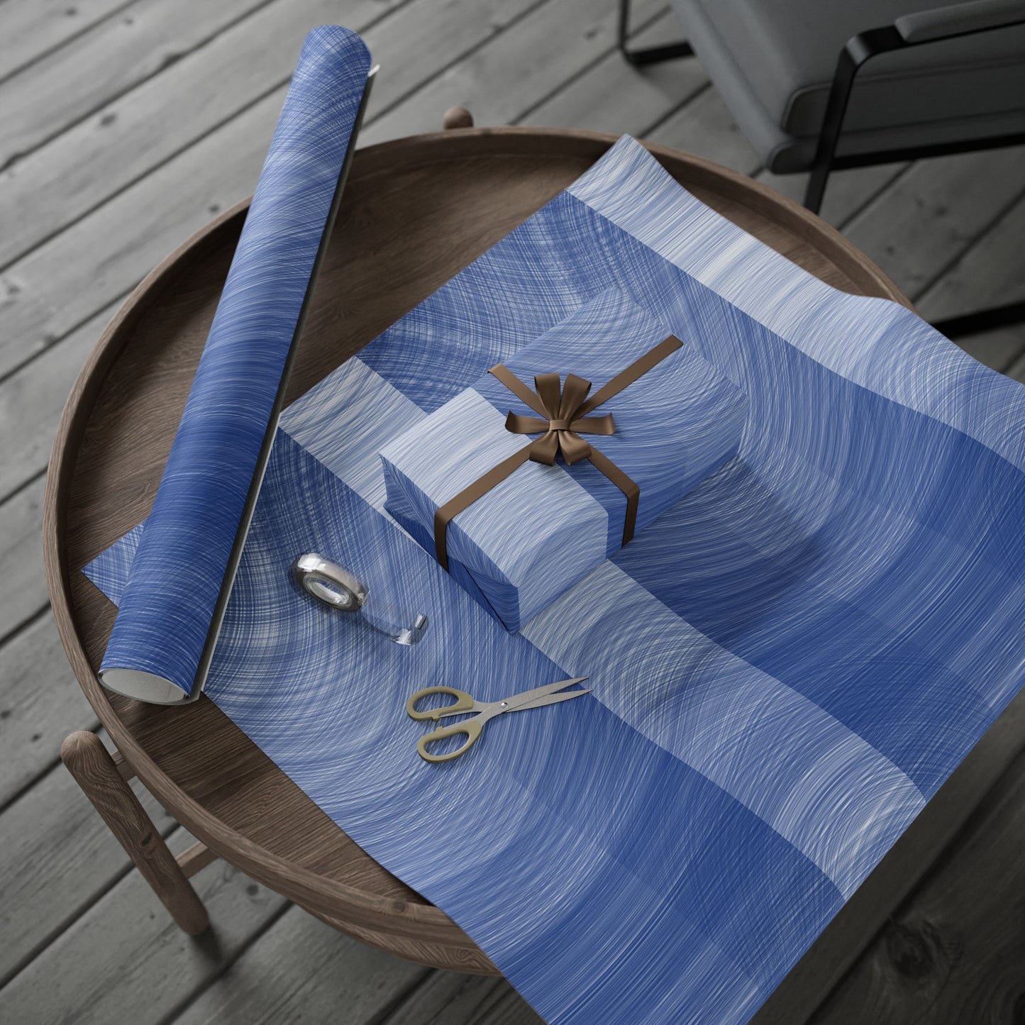 Elegant Blue Wave Wrapping Paper, Gift Wrap, Birthday, Wedding, Holiday, Unique Present Decoration, Eco-Friendly Wrapping