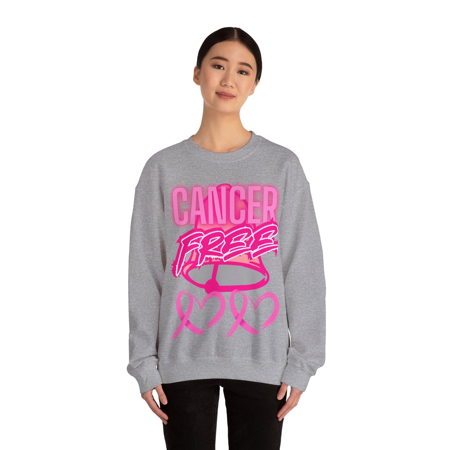 Cancer Free Sweatshirt | Unisex Heavy Blend Crewneck | Pink Ribbon Awareness, Gift for Survivors, Everyday Comfort, Inspirational Apparel