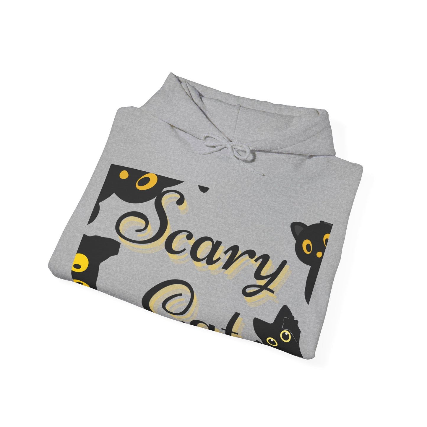 Scary Cat Hooded Sweatshirt | Cozy Halloween Unisex Sweatshirt, Cat Lover Gift, Spooky Season Apparel, Funny Cat Hoodie