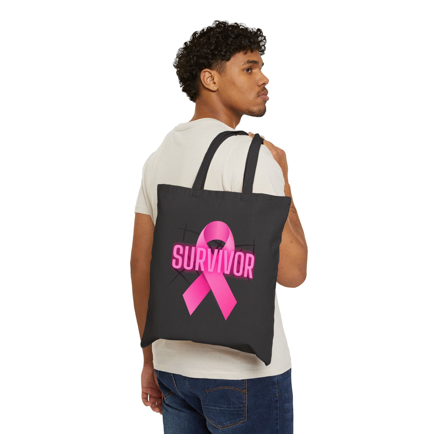 Survivor Pink Ribbon Tote Bag | Inspirational Gift, Breast Cancer Awareness, Eco-Friendly, Shopping Bag, Daily Use