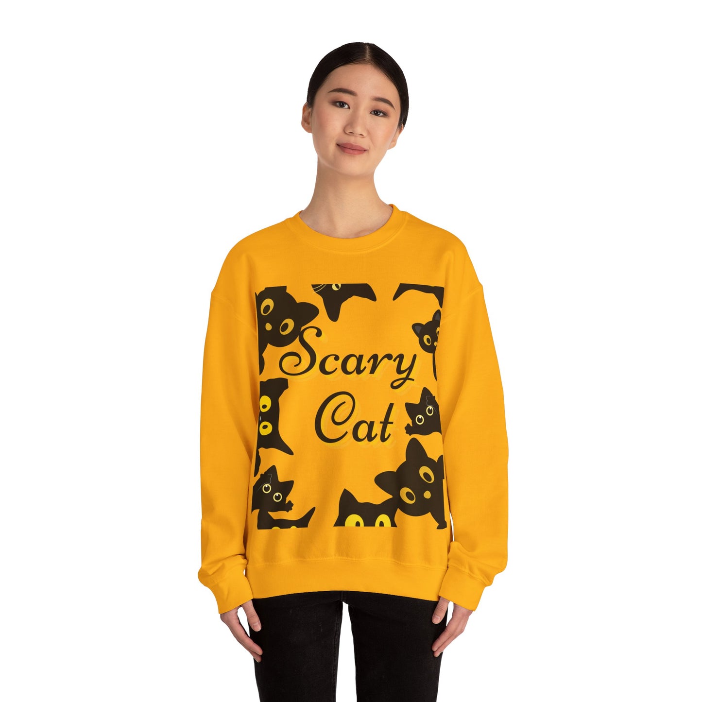 Scary Cat Sweatshirt | Cute Halloween Apparel, Unisex Crewneck, Cozy Fall Fashion, Gifts for Cat Lovers, Spooky Season Clothing