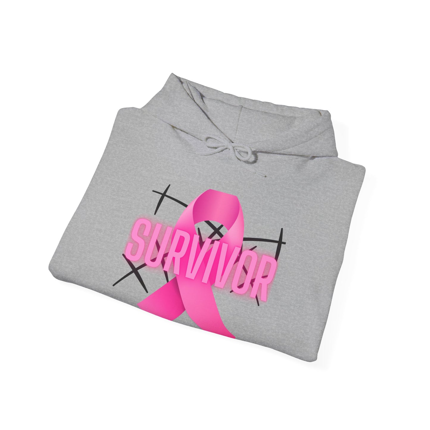 Pink Ribbon Survivor Hoodie for Empowerment, Cancer Awareness, Unisex Sweatshirt, Supportive Gift, October Events, Comfortable Layering
