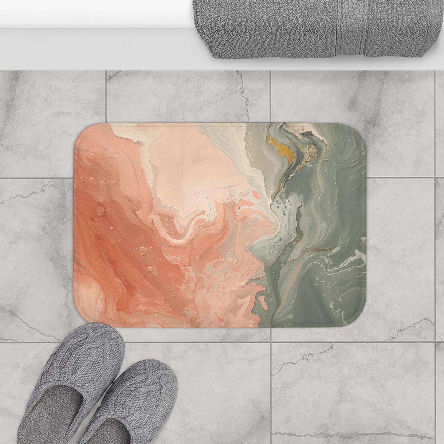 Chic Abstract Bath Mat | Marble Design, Home Decor, Bathroom Accessory, Housewarming Gift, Luxe Bathroom Styling