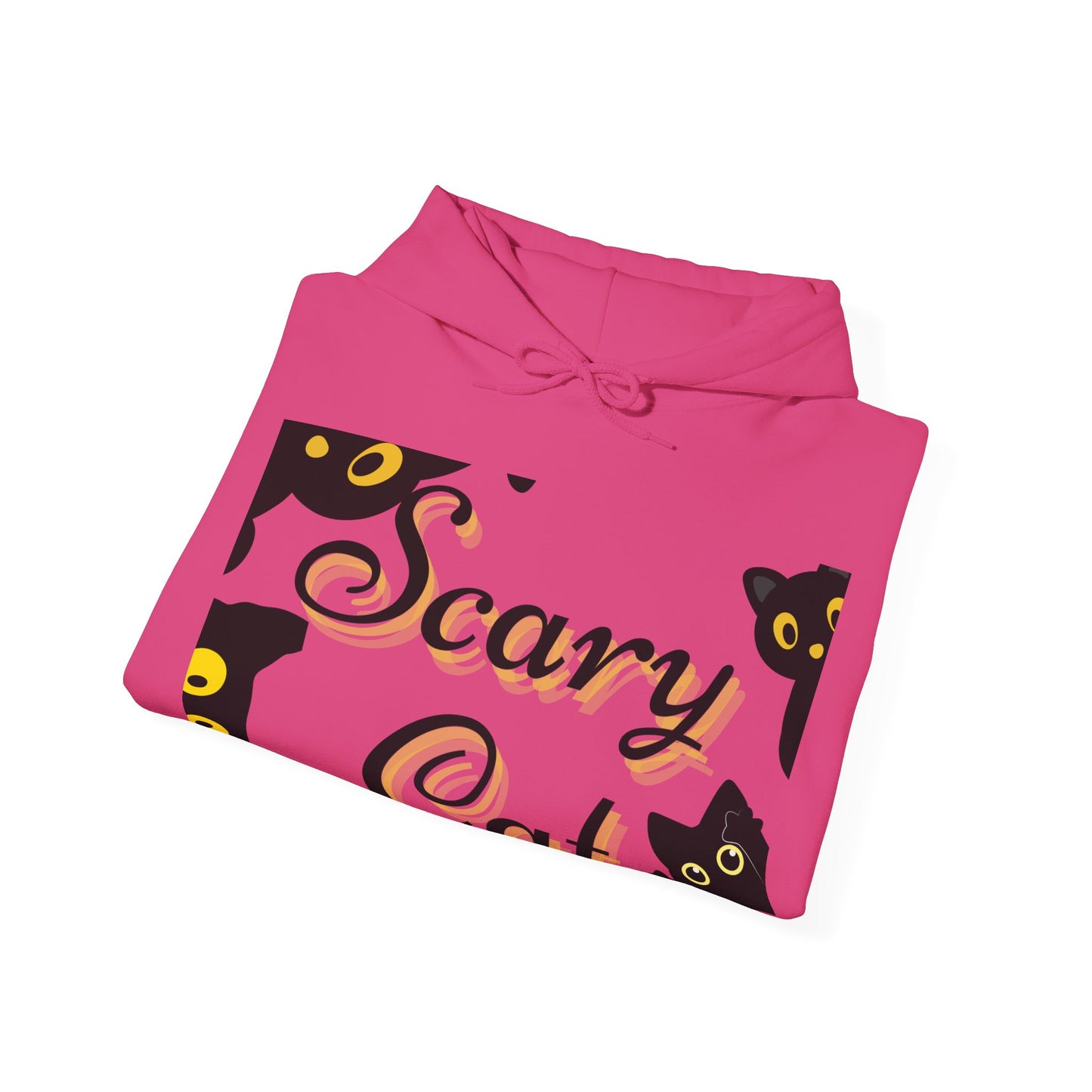 Scary Cat Hooded Sweatshirt | Cozy Halloween Unisex Sweatshirt, Cat Lover Gift, Spooky Season Apparel, Funny Cat Hoodie