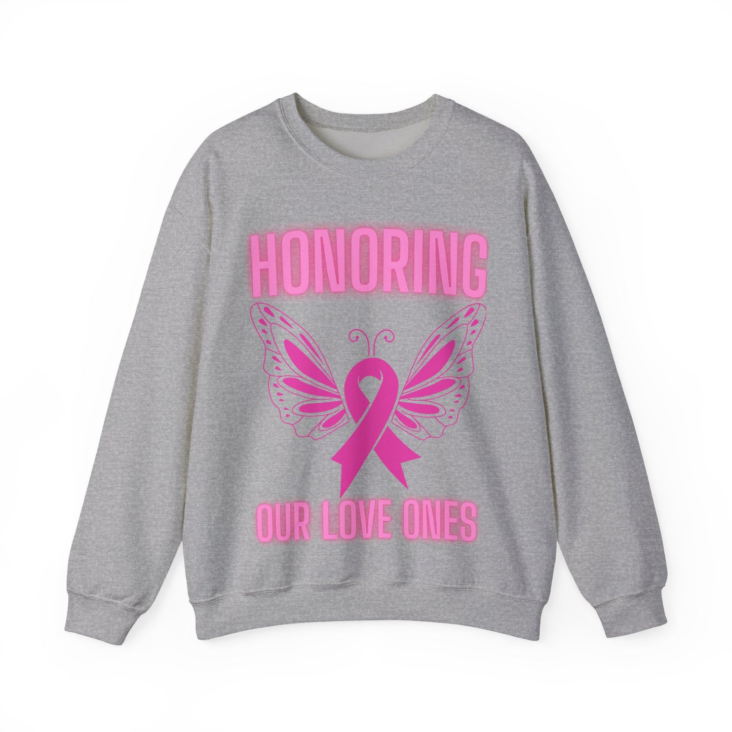 Pink Butterfly Honor Crewneck Sweatshirt, Breast Cancer Awareness Gift, Unisex Support Apparel, Memorial Sweatshirt, Comfort Wear