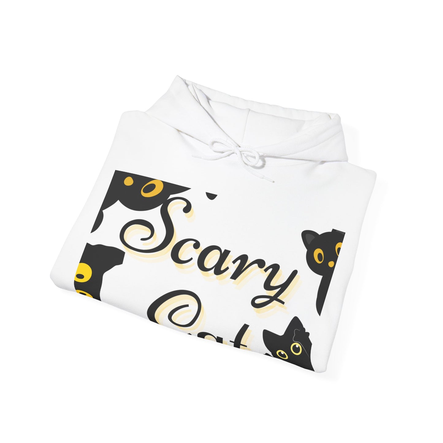 Scary Cat Hooded Sweatshirt | Cozy Halloween Unisex Sweatshirt, Cat Lover Gift, Spooky Season Apparel, Funny Cat Hoodie