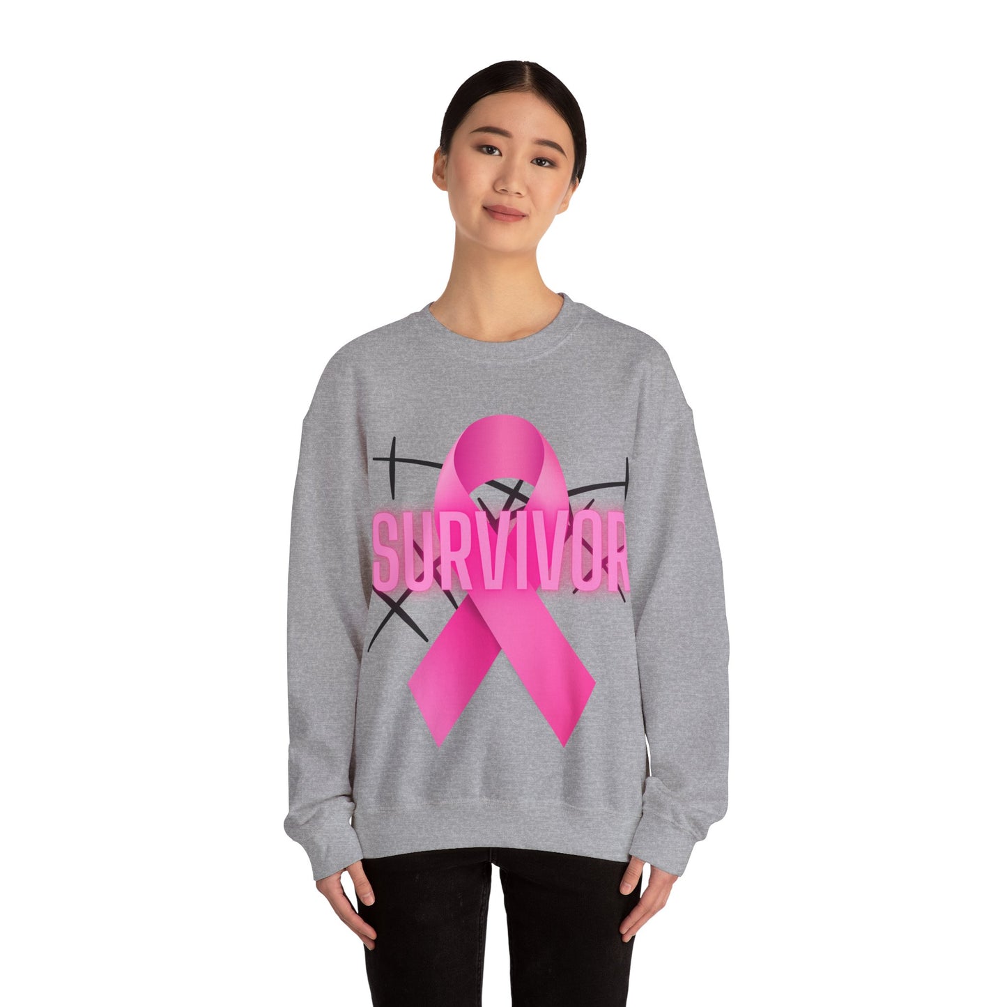 Pink Ribbon Survivor Sweatshirt, Unisex Crewneck, Awareness Apparel, Cancer Support Gift, Breast Cancer Awareness Sweatshirt