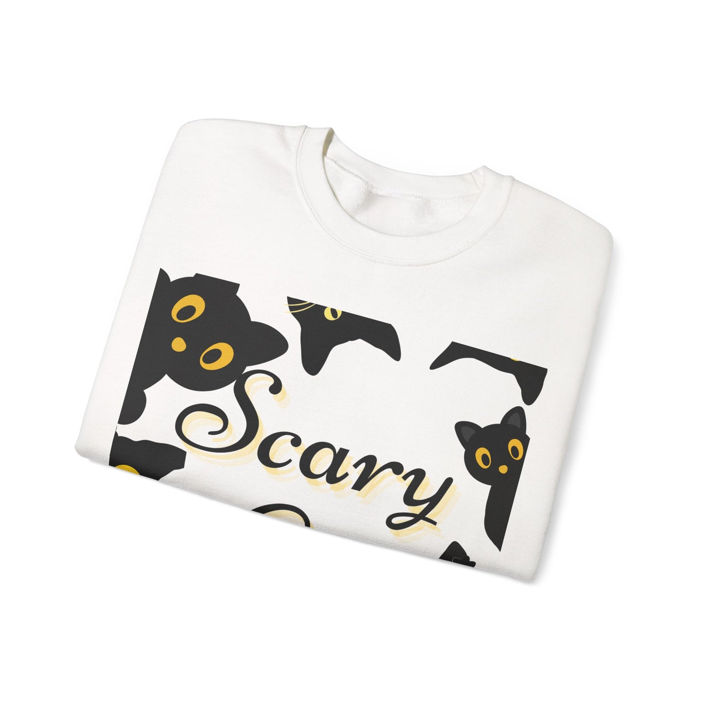 Scary Cat Sweatshirt | Cute Halloween Apparel, Unisex Crewneck, Cozy Fall Fashion, Gifts for Cat Lovers, Spooky Season Clothing