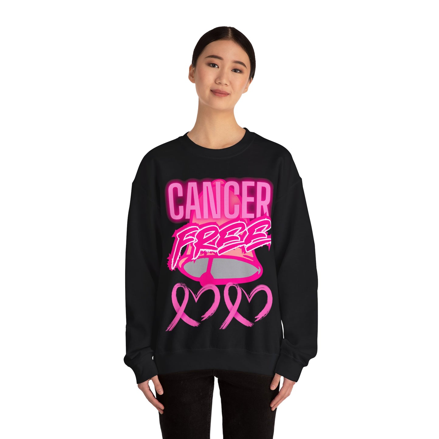 Cancer Free Sweatshirt | Unisex Heavy Blend Crewneck | Pink Ribbon Awareness, Gift for Survivors, Everyday Comfort, Inspirational Apparel