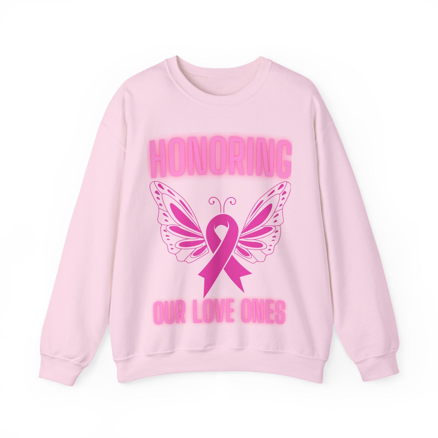 Pink Butterfly Honor Crewneck Sweatshirt, Breast Cancer Awareness Gift, Unisex Support Apparel, Memorial Sweatshirt, Comfort Wear