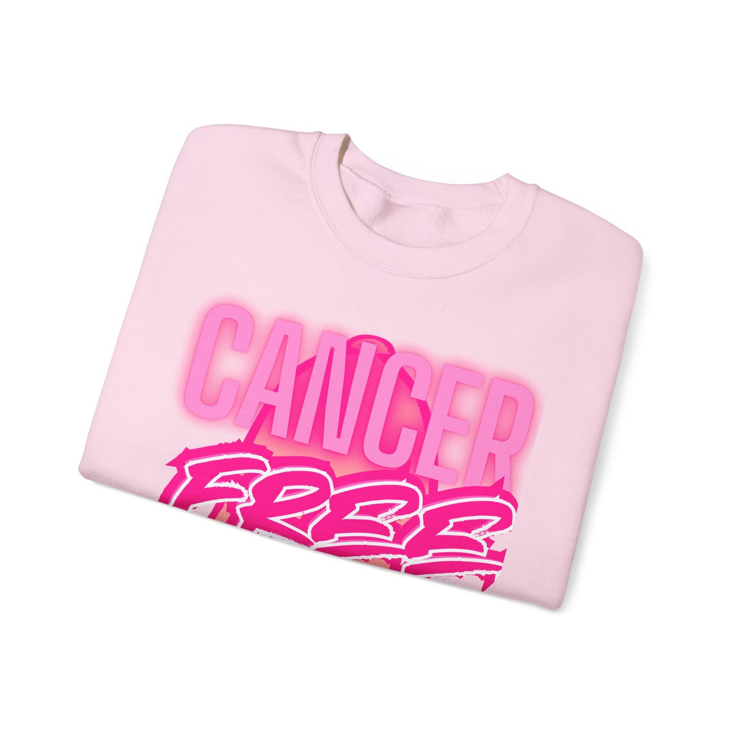 Cancer Free Sweatshirt | Unisex Heavy Blend Crewneck | Pink Ribbon Awareness, Gift for Survivors, Everyday Comfort, Inspirational Apparel