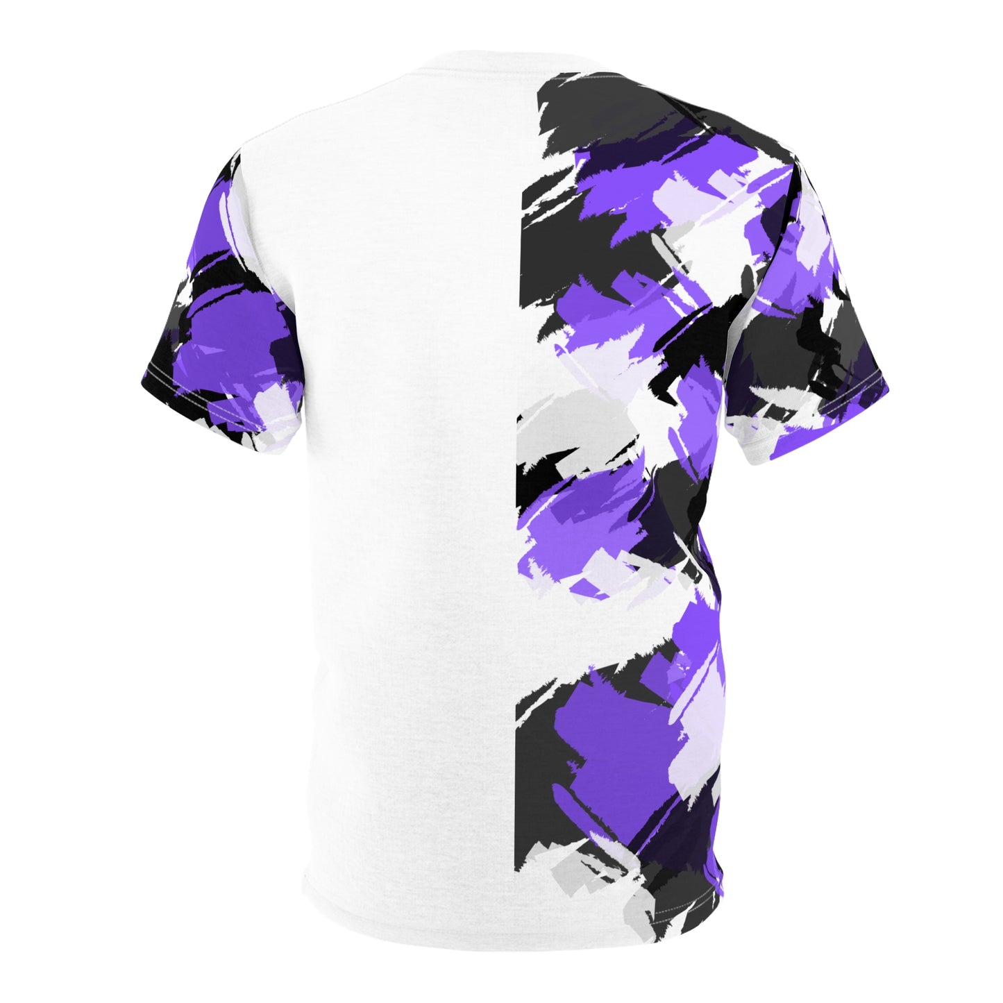Artistic Unisex Tee with Purple Abstract Design