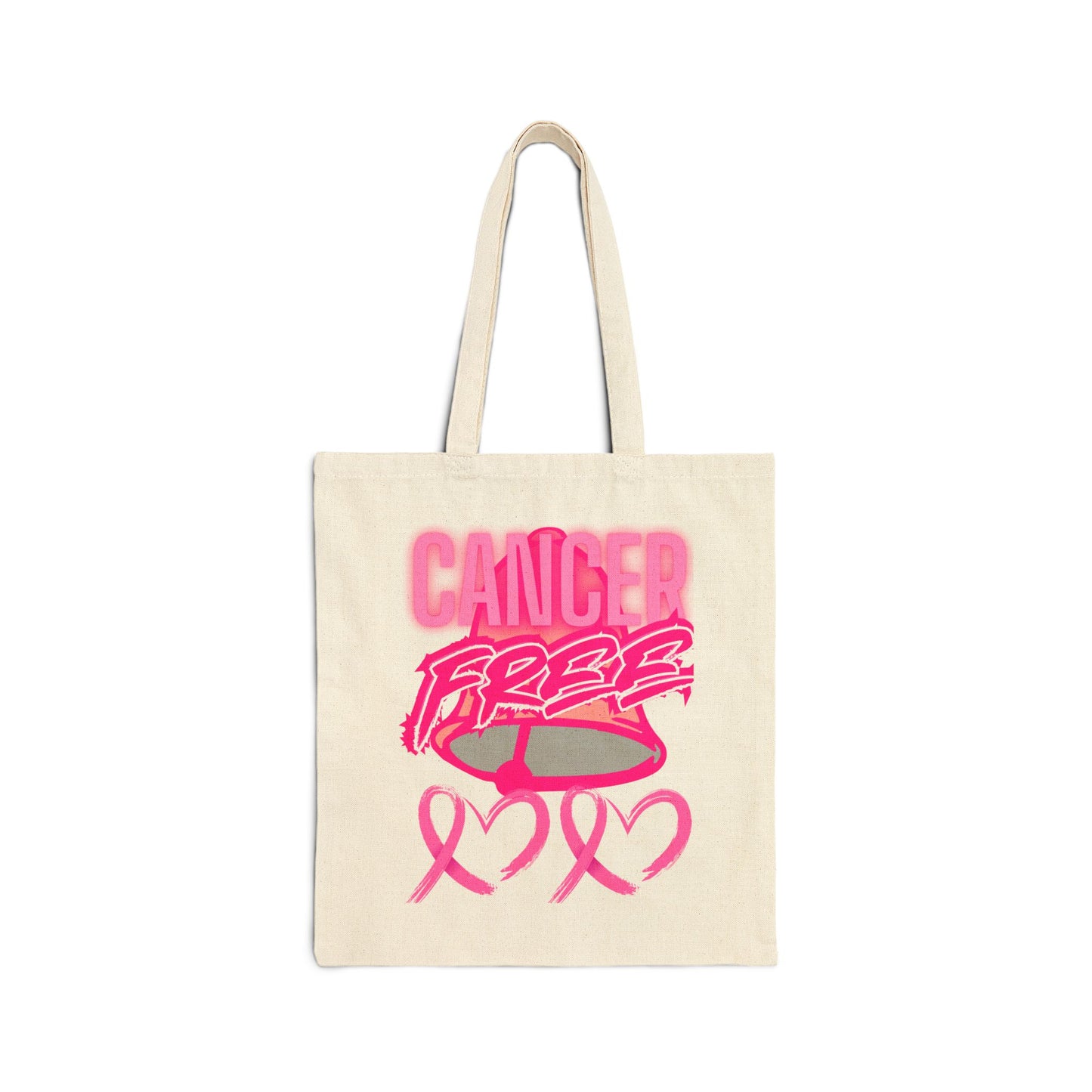 Cancer Free Pink Ribbon Cotton Canvas Tote Bag, Breast Cancer Awareness Gift, Eco-Friendly Bag, Inspirational Tote for Everyday Use