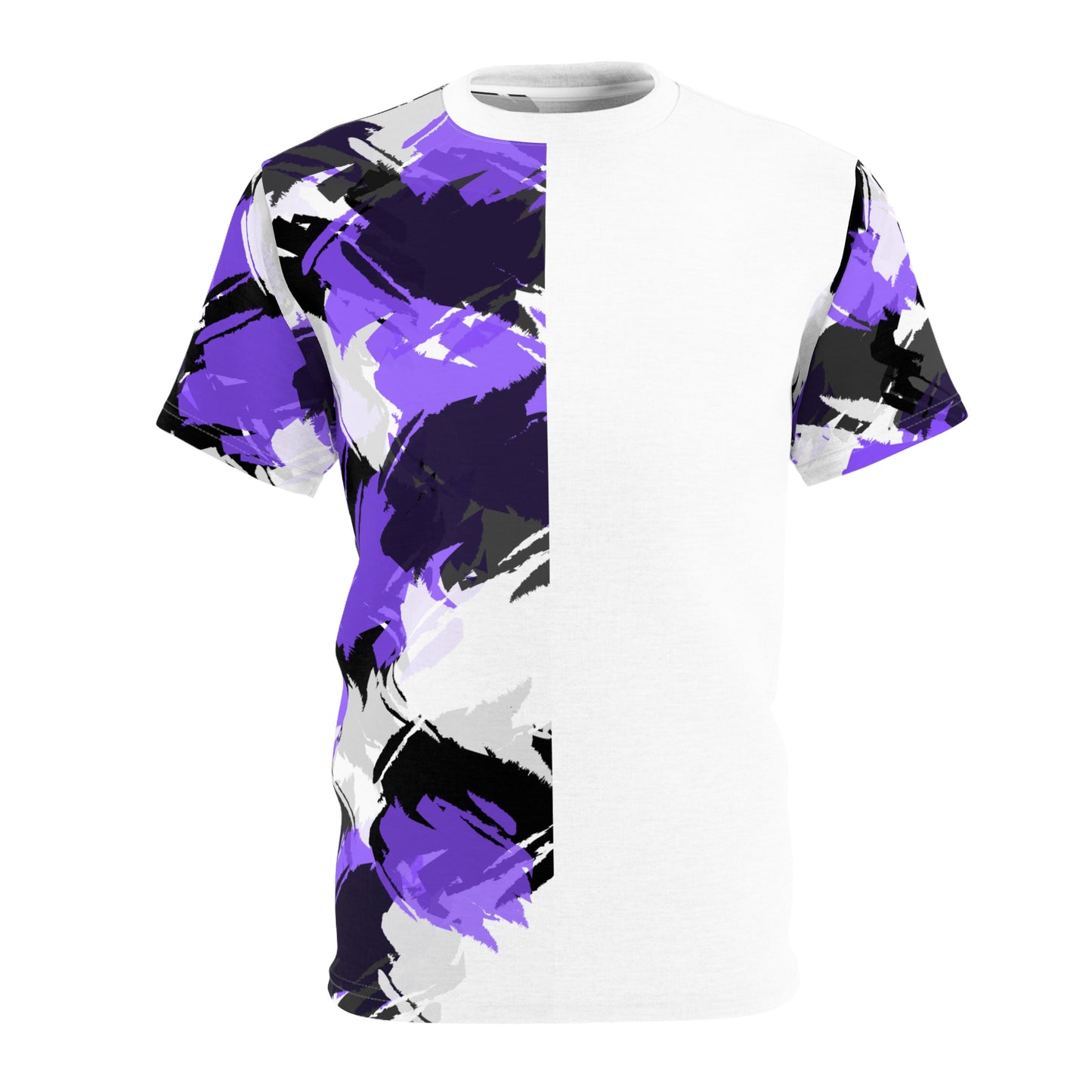 Artistic Unisex Tee with Purple Abstract Design