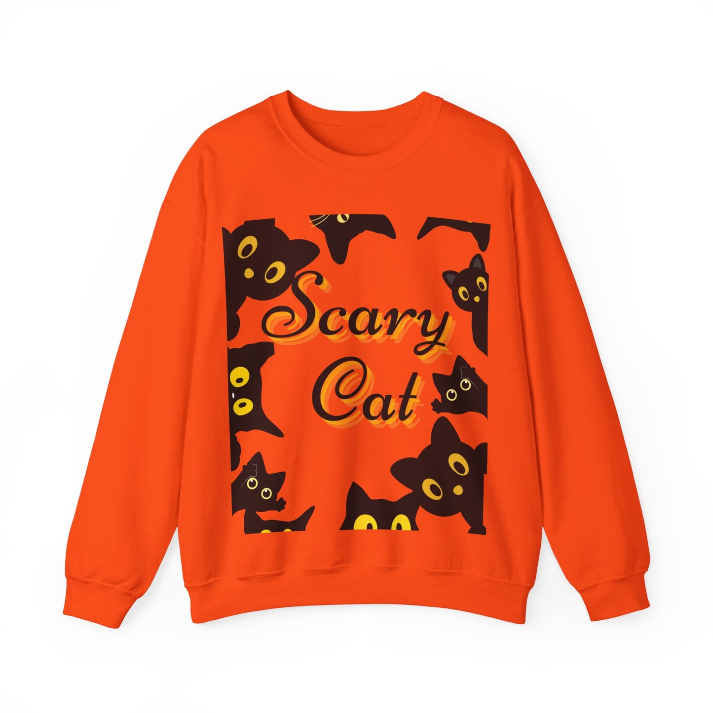 Scary Cat Sweatshirt | Cute Halloween Apparel, Unisex Crewneck, Cozy Fall Fashion, Gifts for Cat Lovers, Spooky Season Clothing