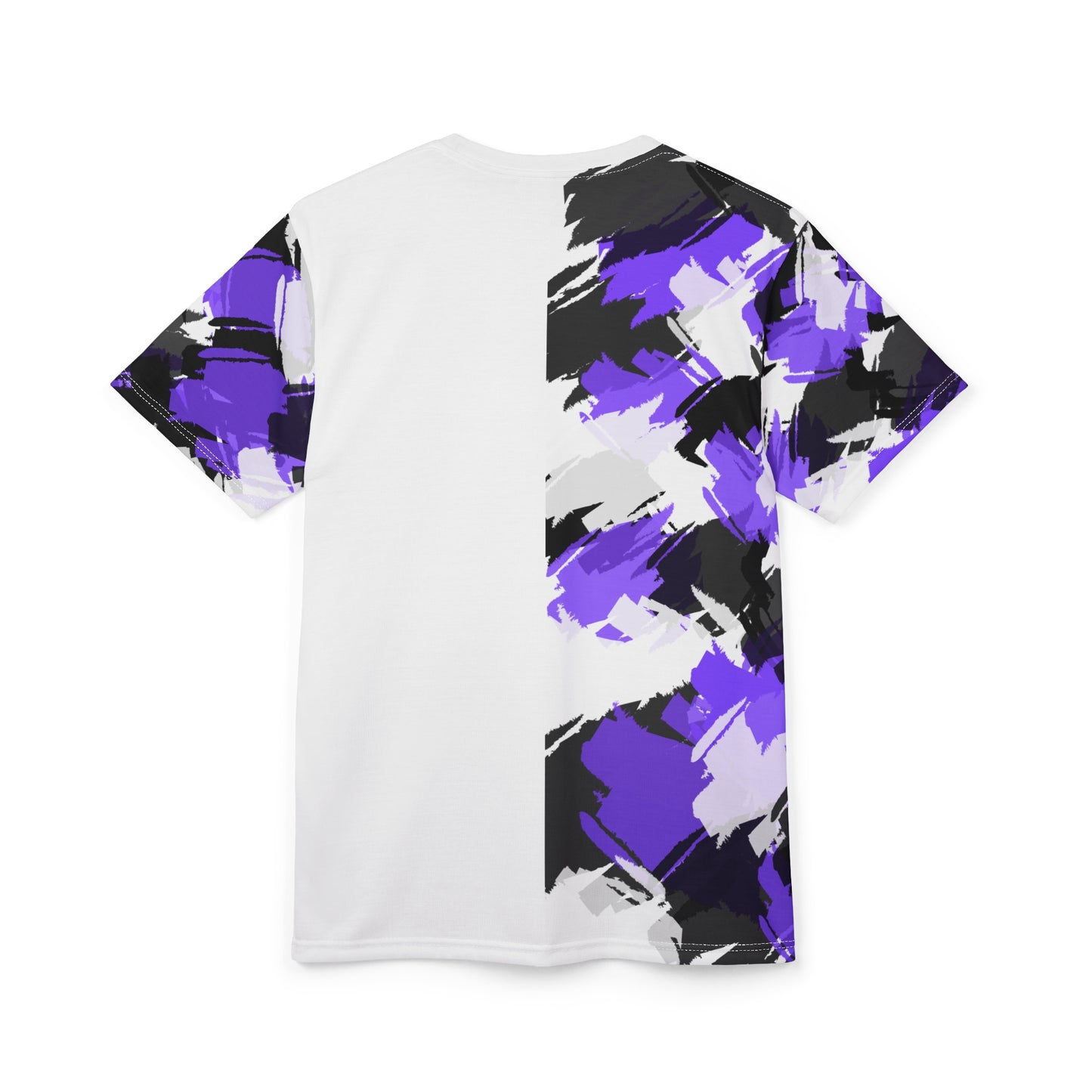 Artistic Unisex Tee with Purple Abstract Design