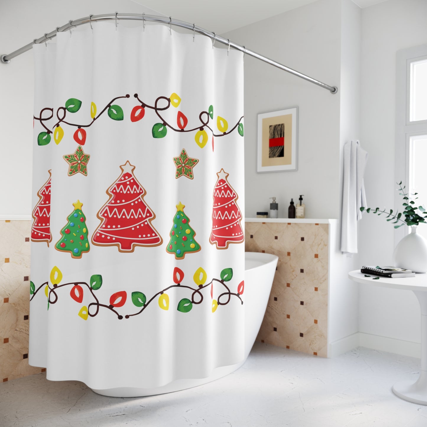 Festive Holiday Shower Curtains, Christmas Decor, Winter Wonderland Bathroom, Holiday Season Gifts, Home Decor