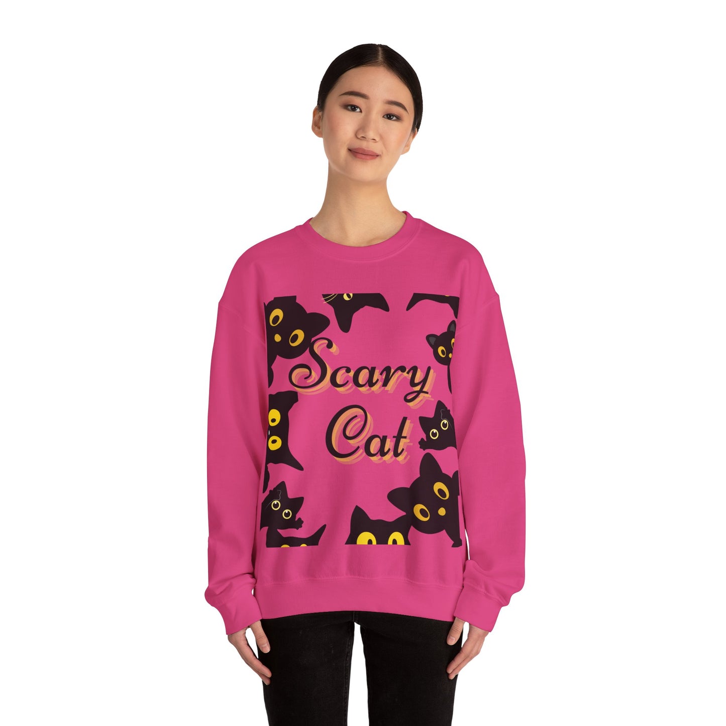 Scary Cat Sweatshirt | Cute Halloween Apparel, Unisex Crewneck, Cozy Fall Fashion, Gifts for Cat Lovers, Spooky Season Clothing