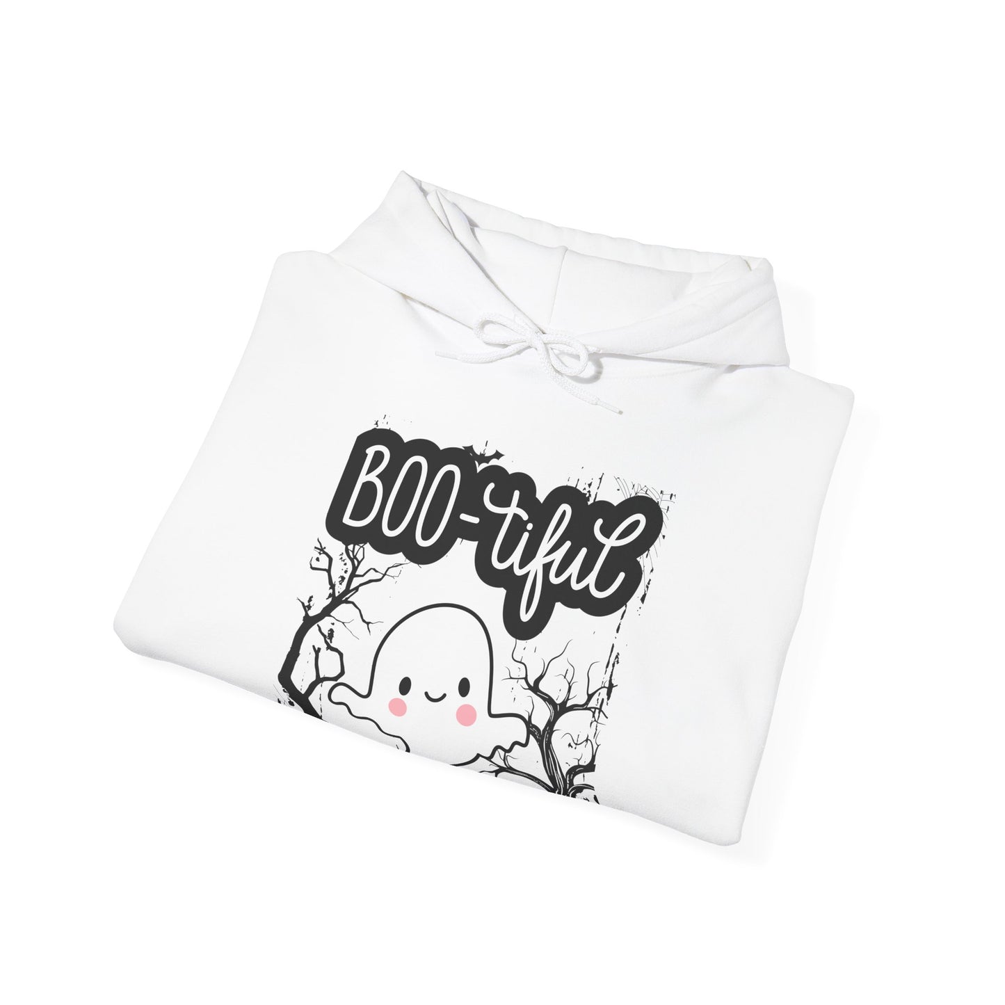 Boo-tiful Ghost Hoodie, Halloween Sweatshirt, Cute Spooky Apparel, Cozy Fall Fashion, Unisex Holiday Gift