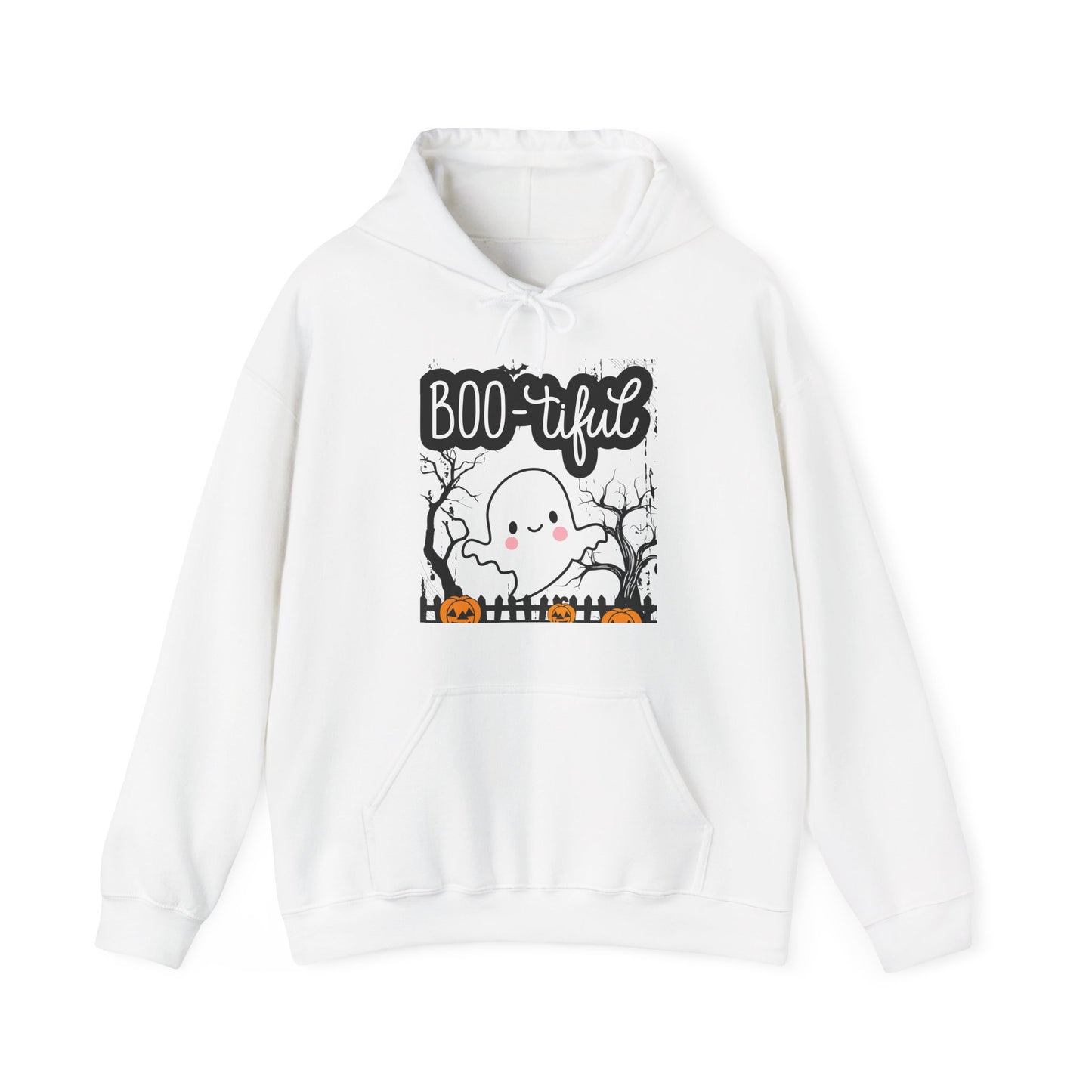 Boo-tiful Ghost Hoodie, Halloween Sweatshirt, Cute Spooky Apparel, Cozy Fall Fashion, Unisex Holiday Gift