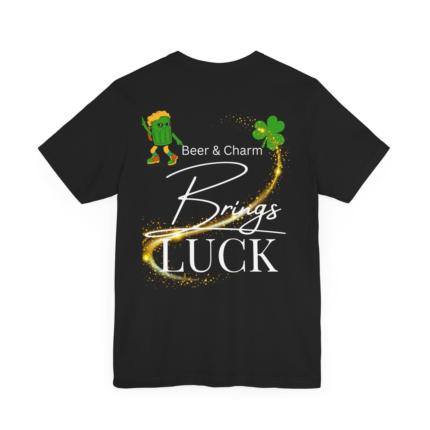 St. Patrick's Day Fun Graphic Tee - Unisex Jersey Short Sleeve with Shamrock and Character Design