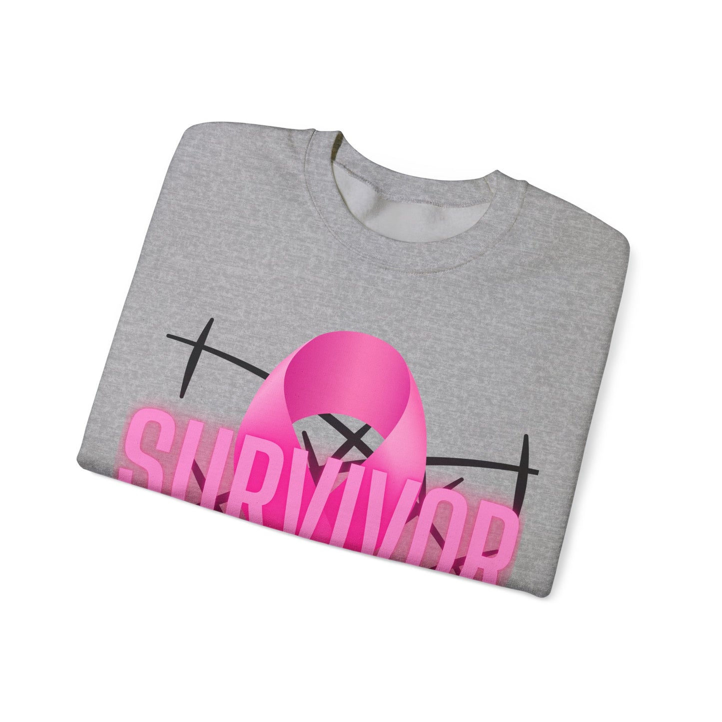 Pink Ribbon Survivor Sweatshirt, Unisex Crewneck, Awareness Apparel, Cancer Support Gift, Breast Cancer Awareness Sweatshirt