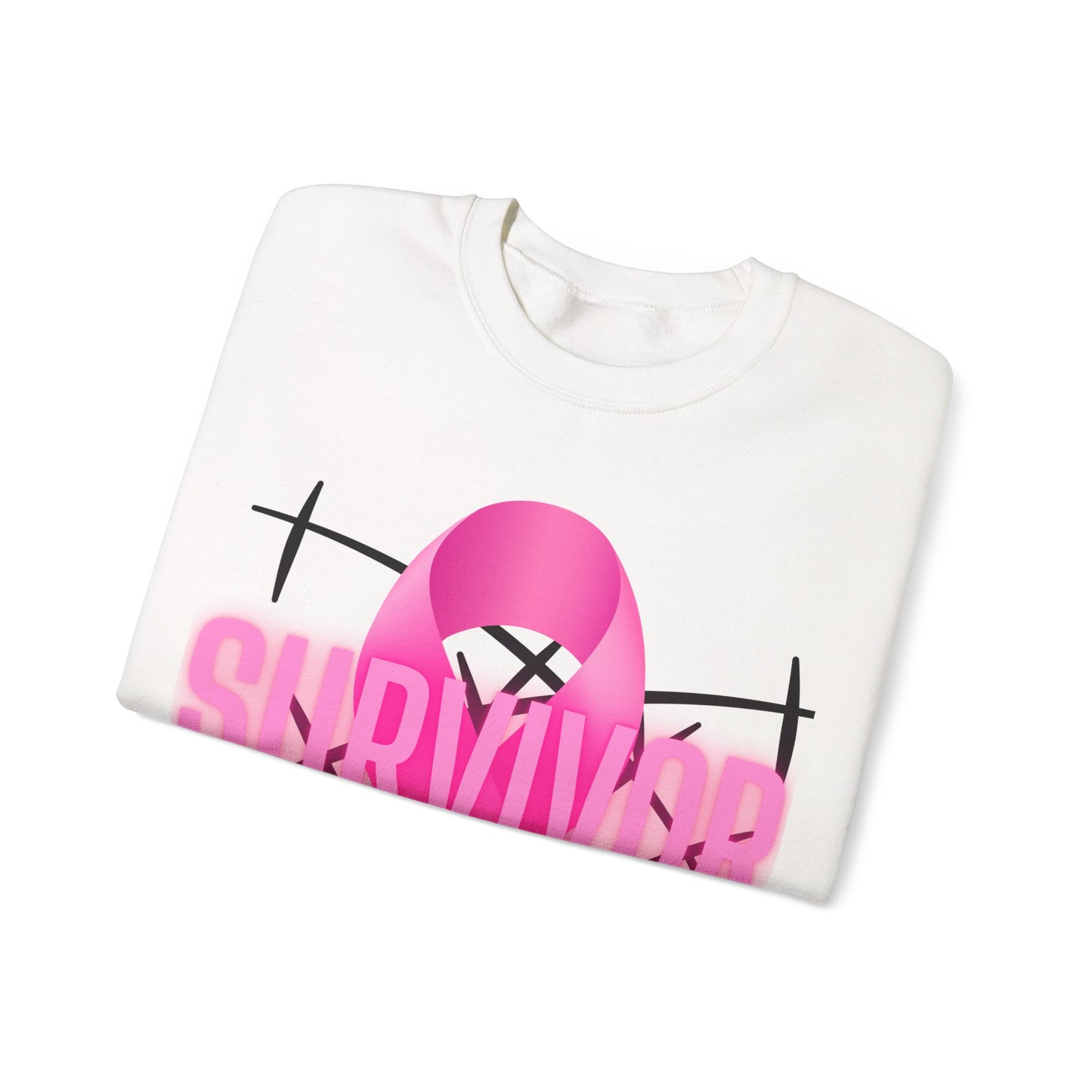 Pink Ribbon Survivor Sweatshirt, Unisex Crewneck, Awareness Apparel, Cancer Support Gift, Breast Cancer Awareness Sweatshirt