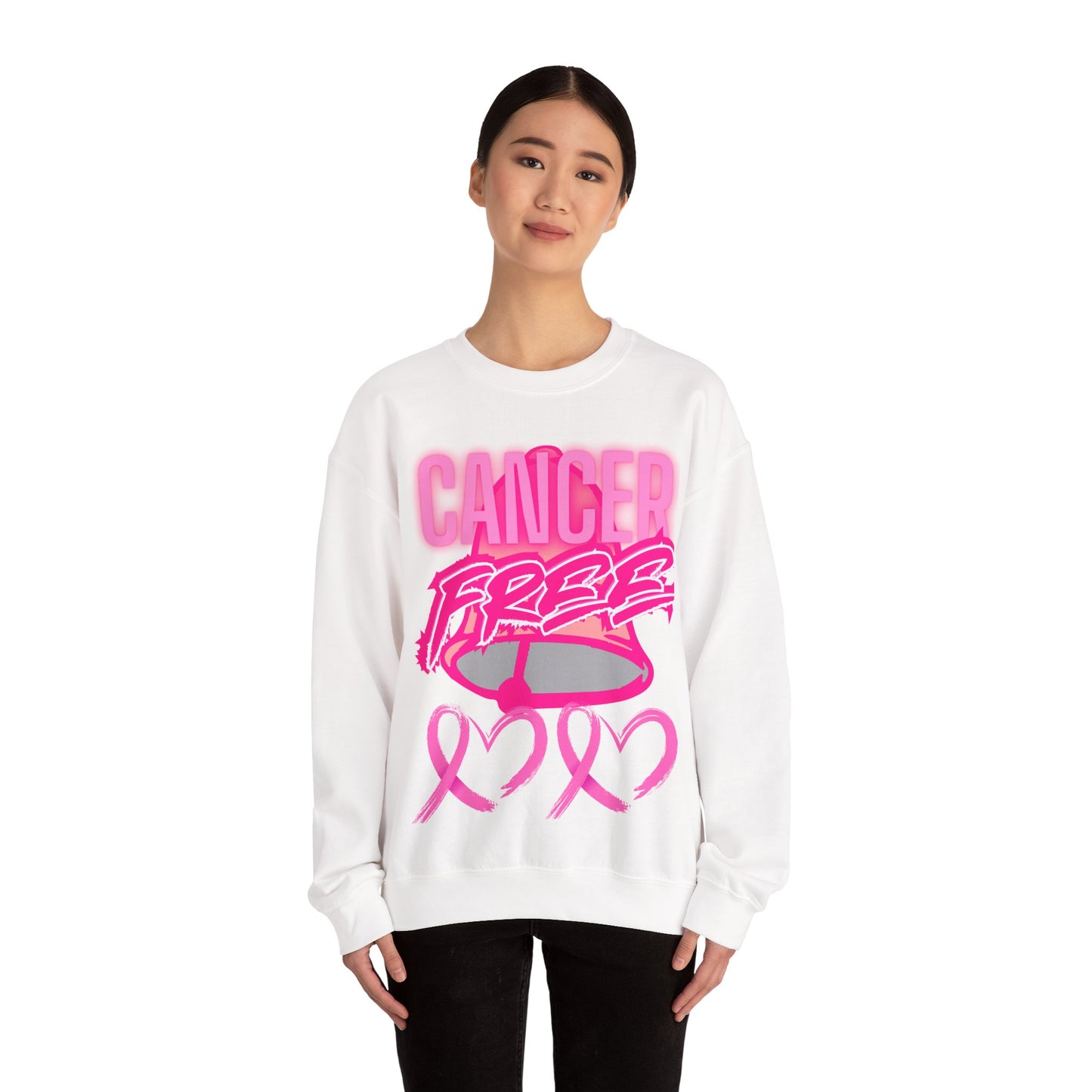 Cancer Free Sweatshirt | Unisex Heavy Blend Crewneck | Pink Ribbon Awareness, Gift for Survivors, Everyday Comfort, Inspirational Apparel