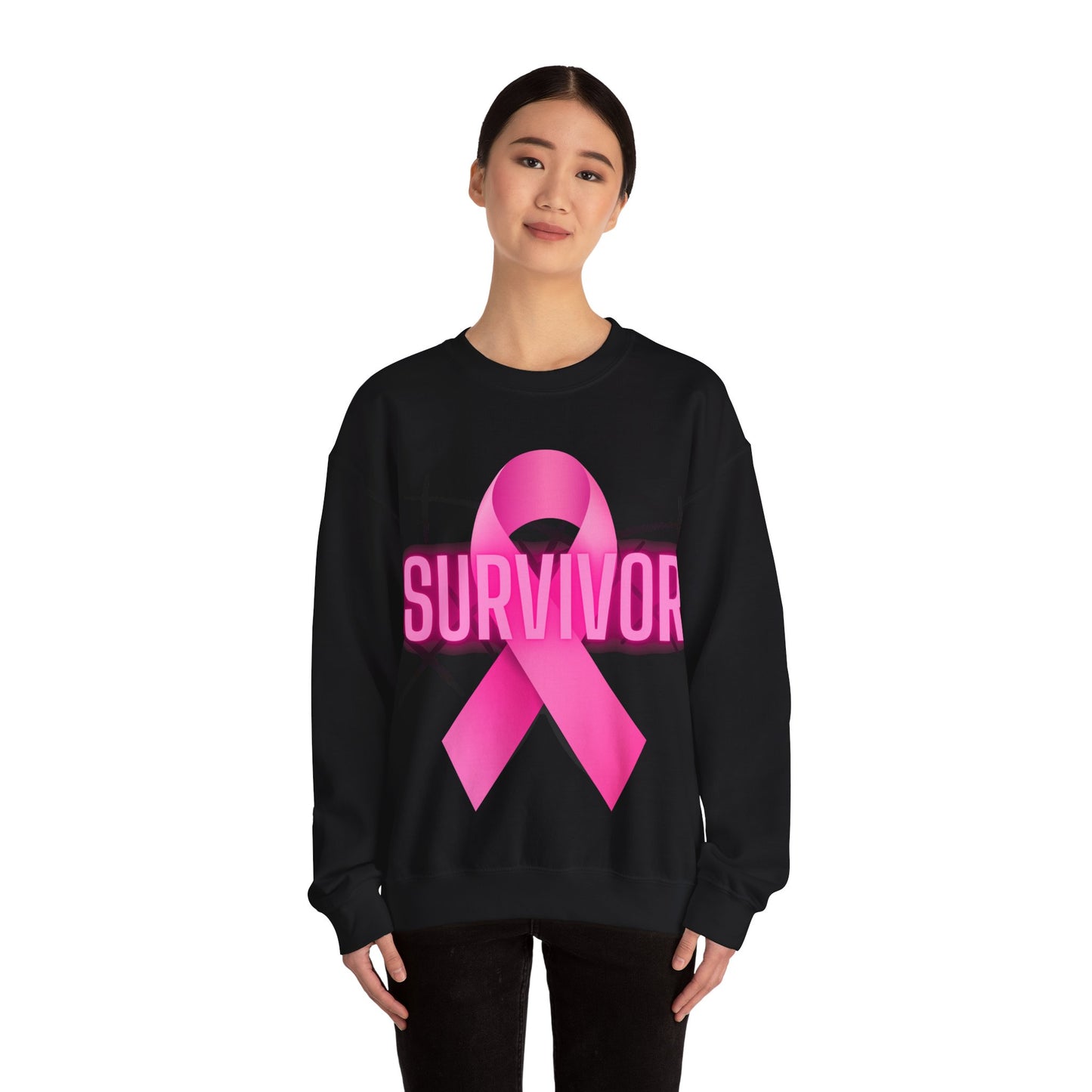 Pink Ribbon Survivor Sweatshirt, Unisex Crewneck, Awareness Apparel, Cancer Support Gift, Breast Cancer Awareness Sweatshirt