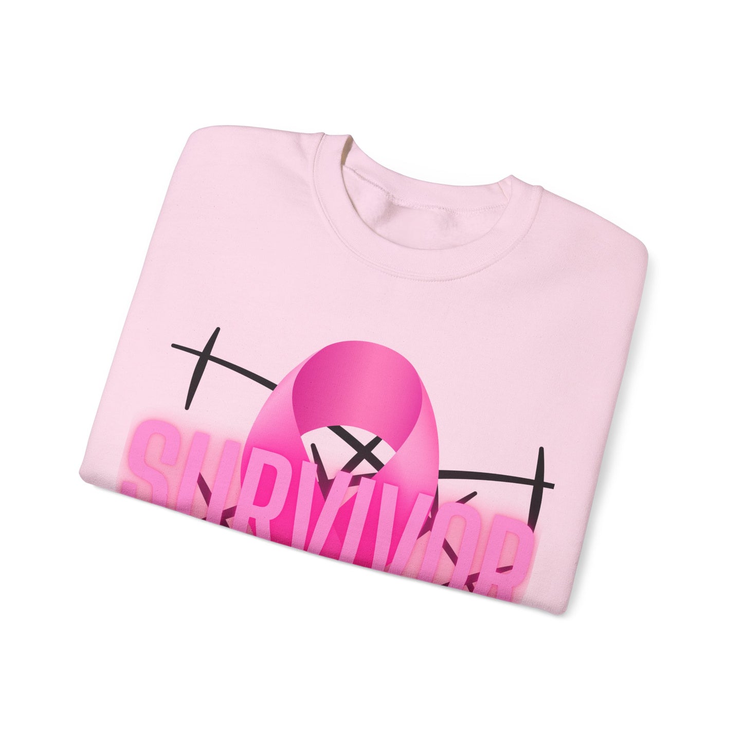 Pink Ribbon Survivor Sweatshirt, Unisex Crewneck, Awareness Apparel, Cancer Support Gift, Breast Cancer Awareness Sweatshirt