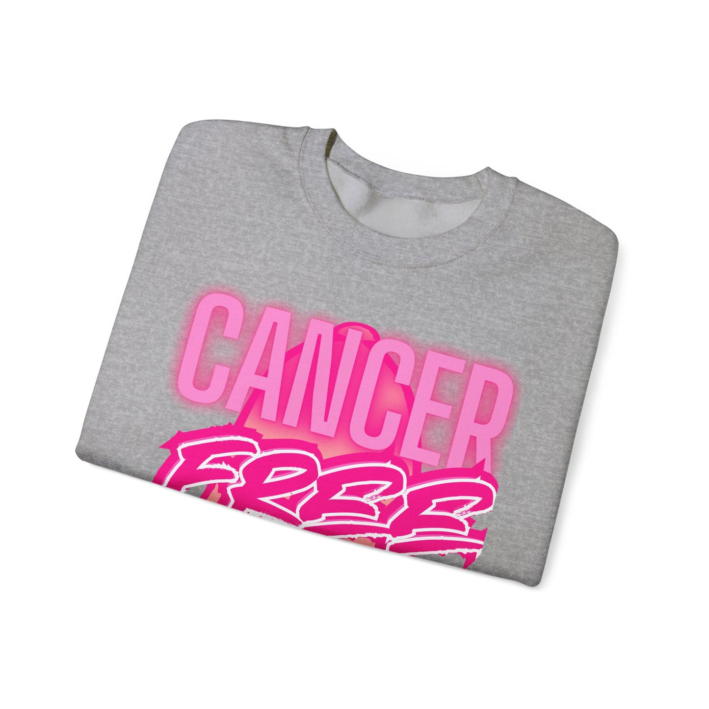 Cancer Free Sweatshirt | Unisex Heavy Blend Crewneck | Pink Ribbon Awareness, Gift for Survivors, Everyday Comfort, Inspirational Apparel