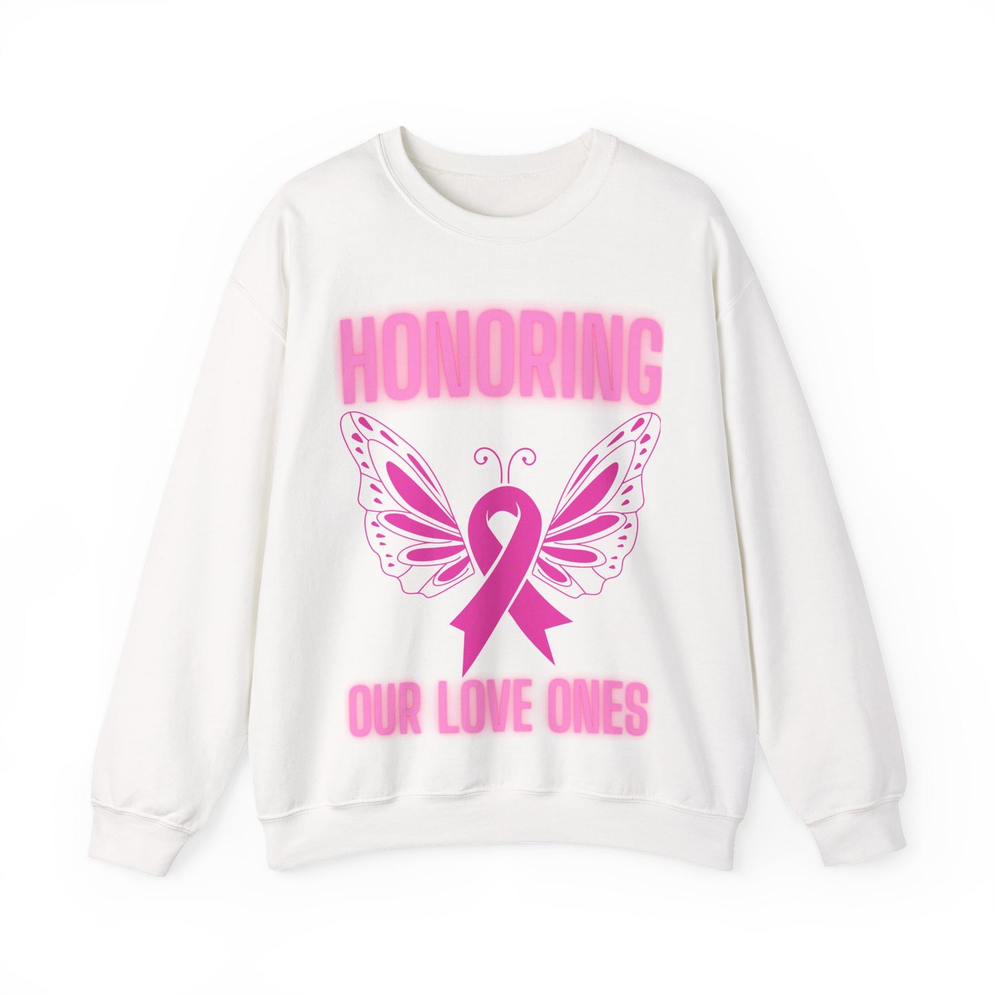 Pink Butterfly Honor Crewneck Sweatshirt, Breast Cancer Awareness Gift, Unisex Support Apparel, Memorial Sweatshirt, Comfort Wear