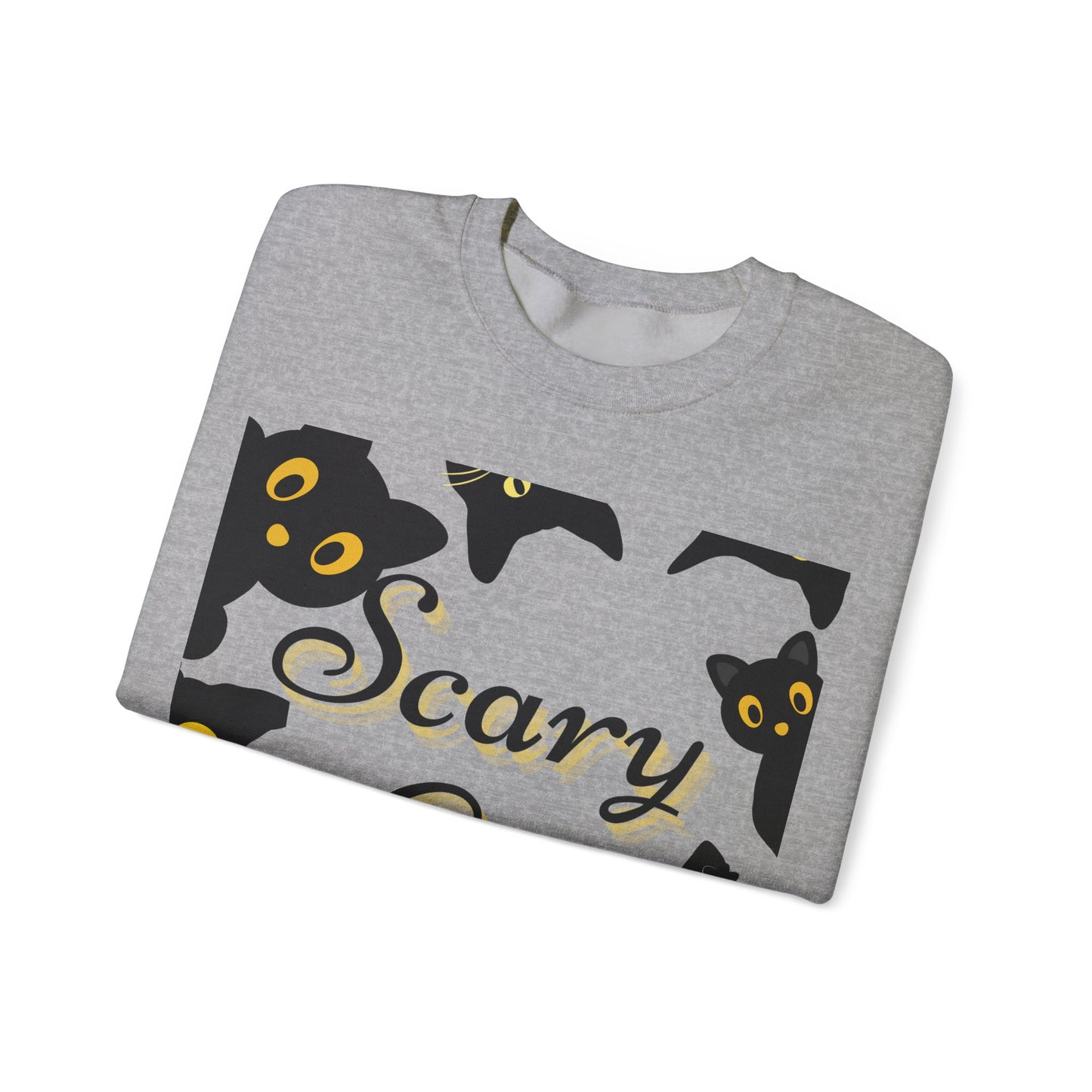 Scary Cat Sweatshirt | Cute Halloween Apparel, Unisex Crewneck, Cozy Fall Fashion, Gifts for Cat Lovers, Spooky Season Clothing