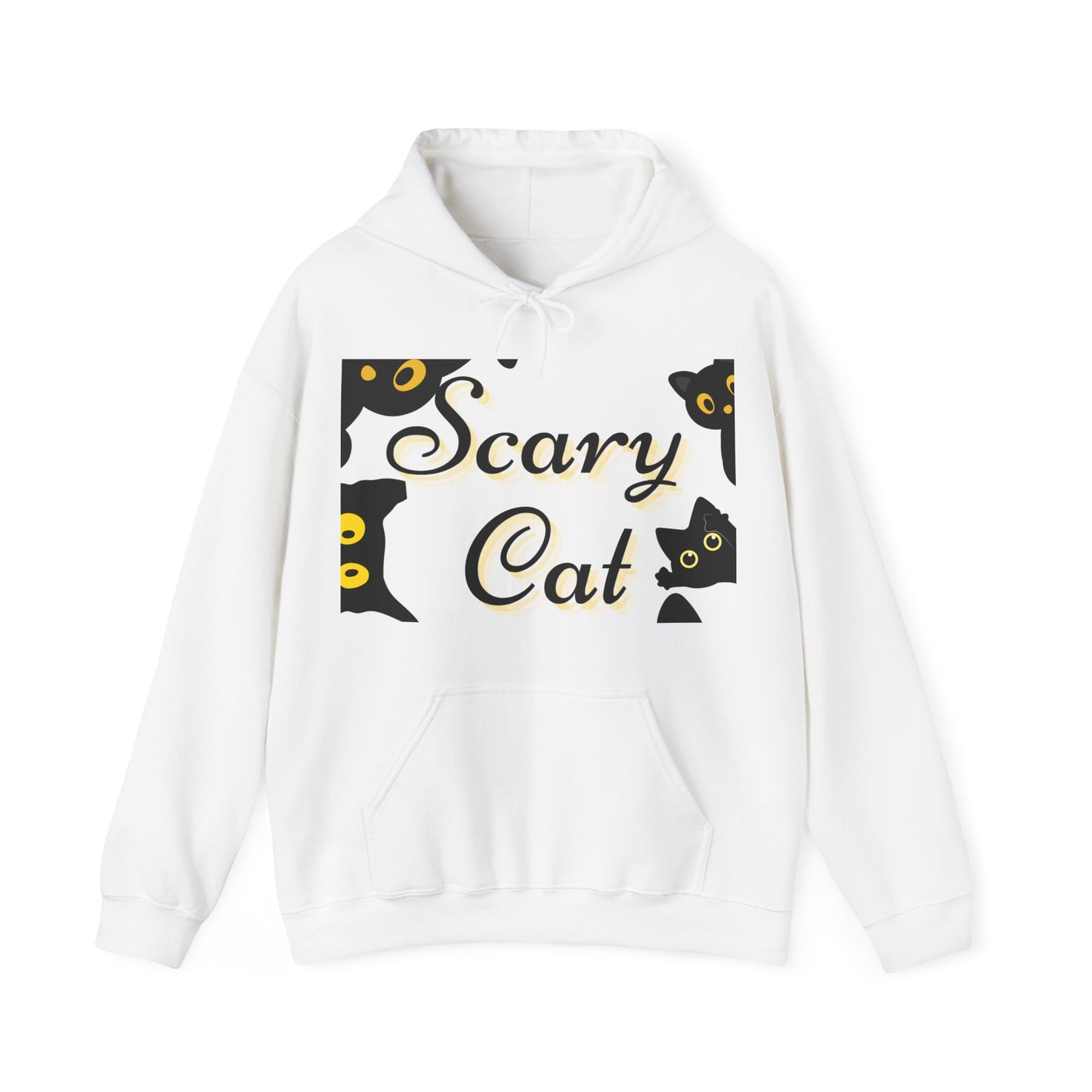 Scary Cat Hooded Sweatshirt | Cozy Halloween Unisex Sweatshirt, Cat Lover Gift, Spooky Season Apparel, Funny Cat Hoodie