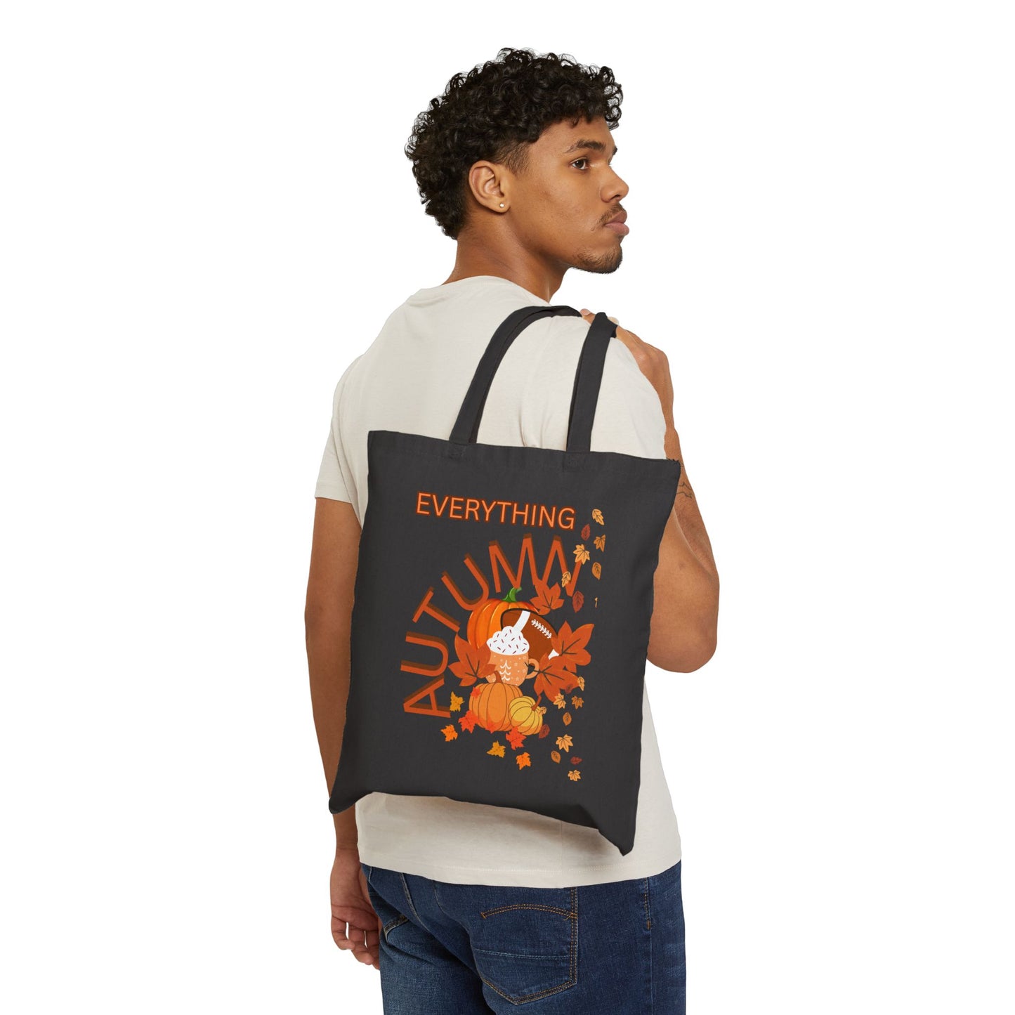 Autumn Vibes Cotton Canvas Tote Bag - Perfect for Fall, Shopping, Farmers Market, Eco-Friendly Gift, Reusable Bag