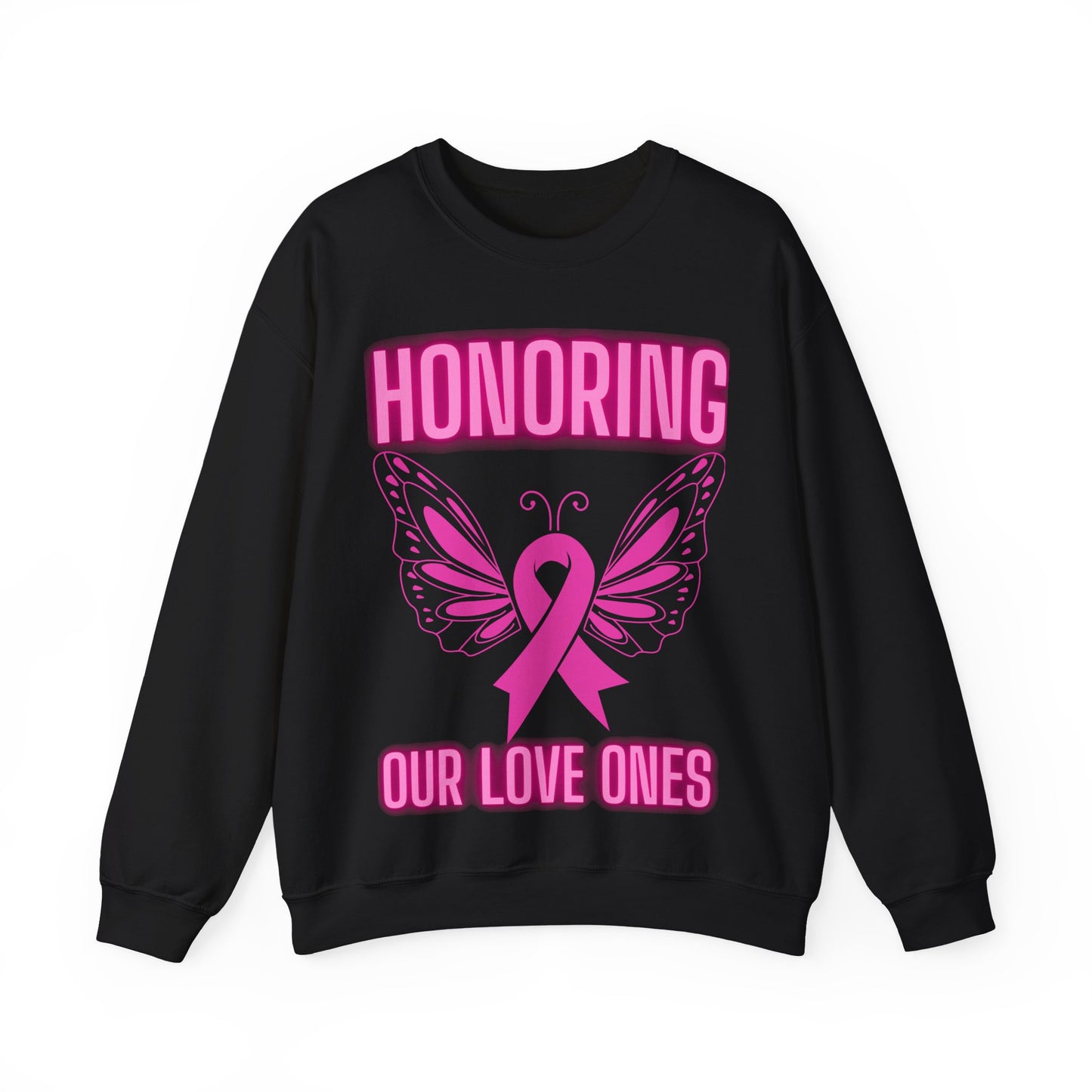 Pink Butterfly Honor Crewneck Sweatshirt, Breast Cancer Awareness Gift, Unisex Support Apparel, Memorial Sweatshirt, Comfort Wear