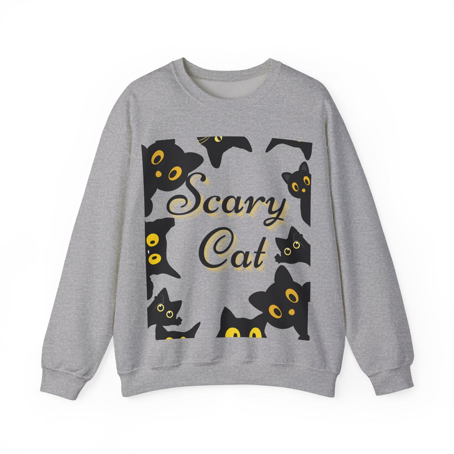 Scary Cat Sweatshirt | Cute Halloween Apparel, Unisex Crewneck, Cozy Fall Fashion, Gifts for Cat Lovers, Spooky Season Clothing