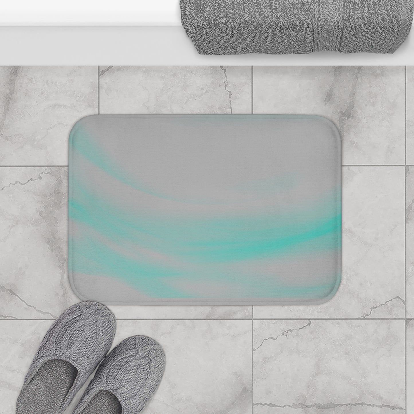 Serene Aqua Bath Mat, Soft Bathroom Rug, Turquoise Decorative Mat, Spa Vibe Home Decor, Bathroom Accessories, Gift for Housewarming