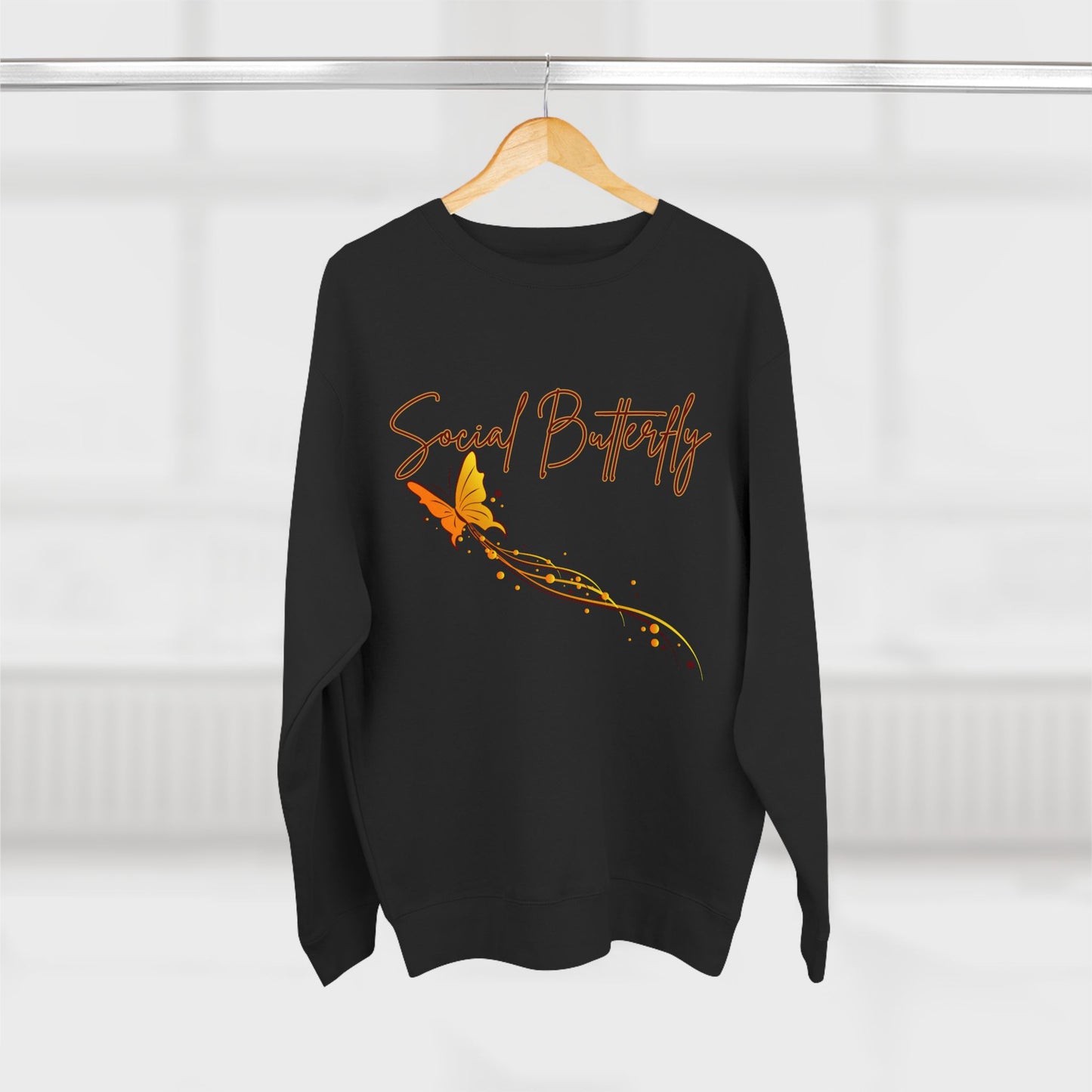 Social Butterfly Crewneck Sweatshirt | Cozy Fall Fashion, Gift for Friends, Casual Wear, Butterfly Design, Unisex Style